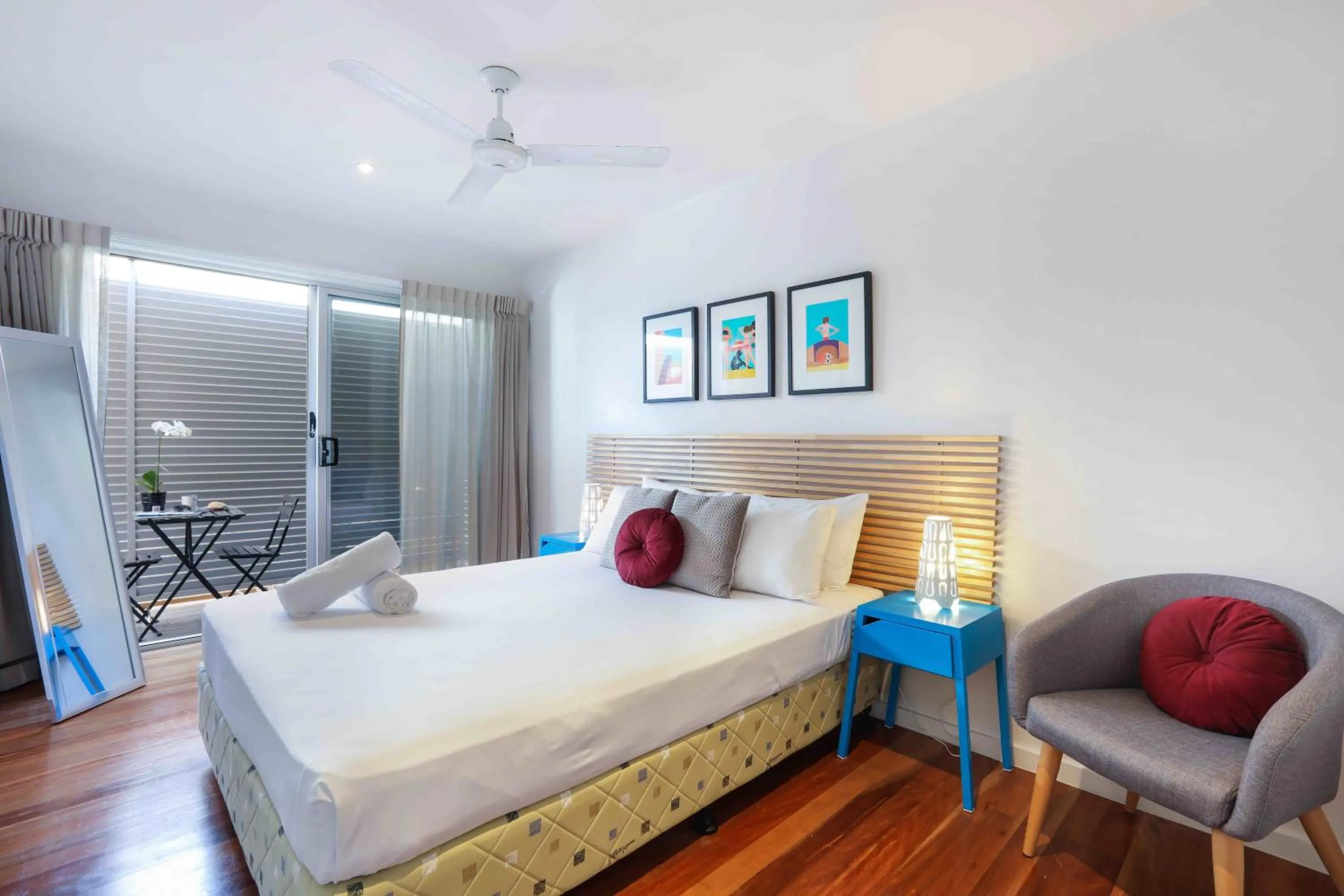 Bedroom, Bed in Sandbox Apartments