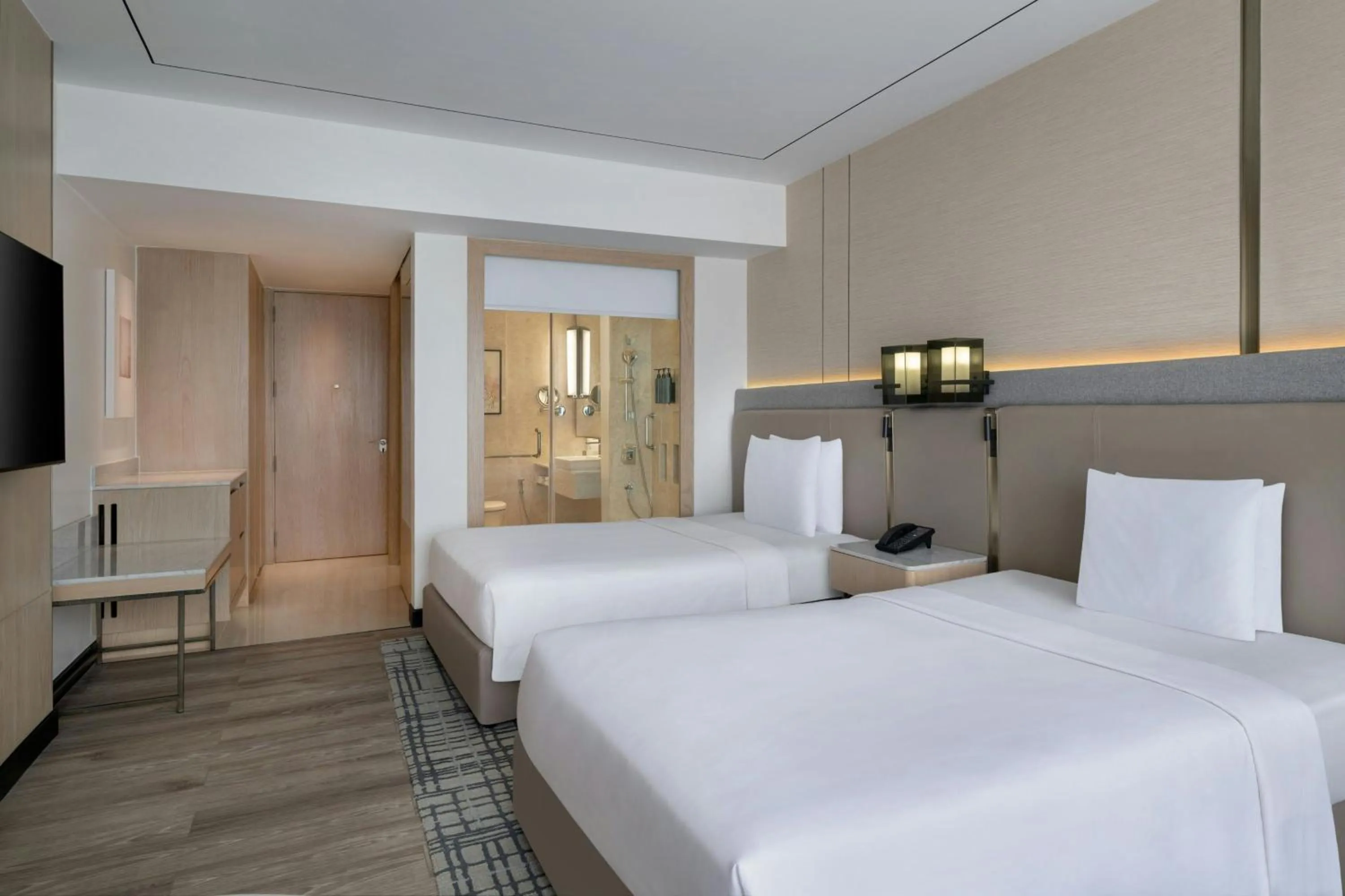 Bathroom, Bed in Courtyard by Marriott Mumbai International Airport
