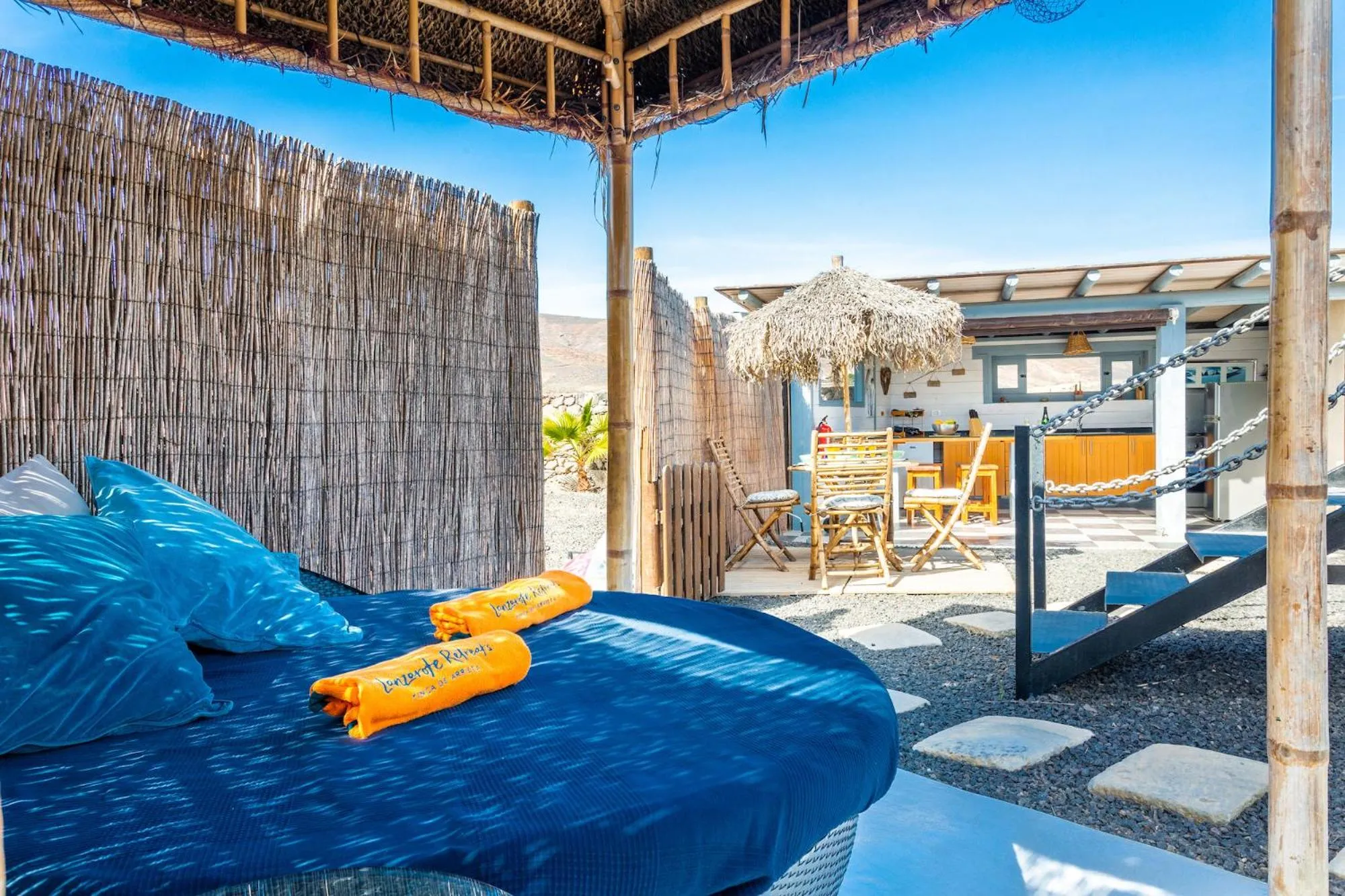 Dining area in Finca De Arrieta Village - Yurts and Stone Cottages - Shared Pool - Walking distance to Arrieta Beach - Off Grid