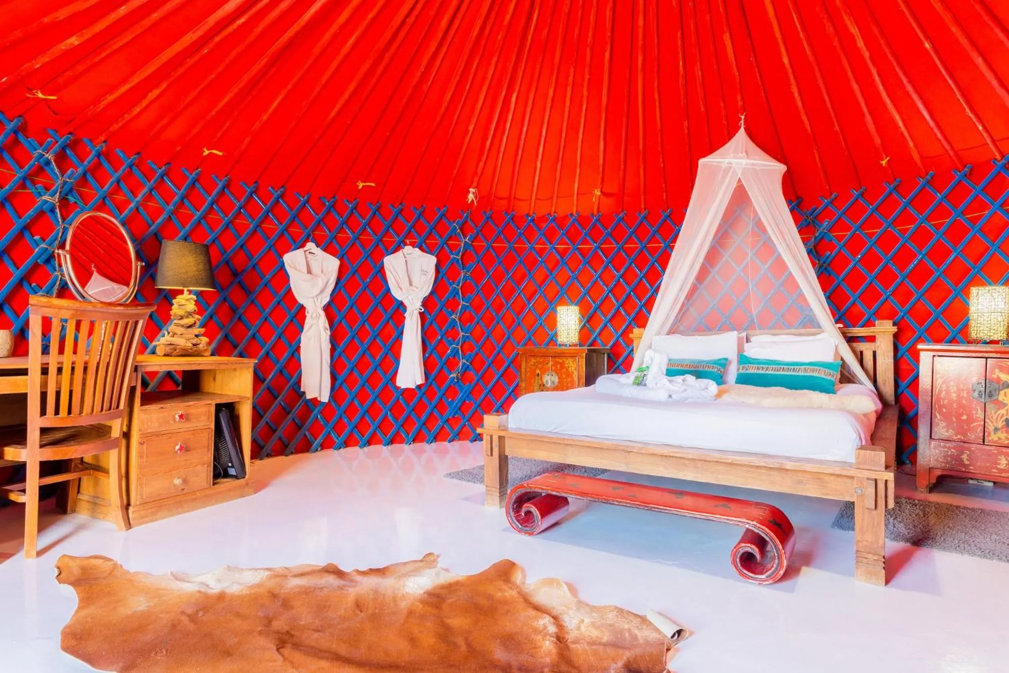 Bedroom, Bed in Finca De Arrieta Village - Yurts and Stone Cottages - Shared Pool - Walking distance to Arrieta Beach - Off Grid