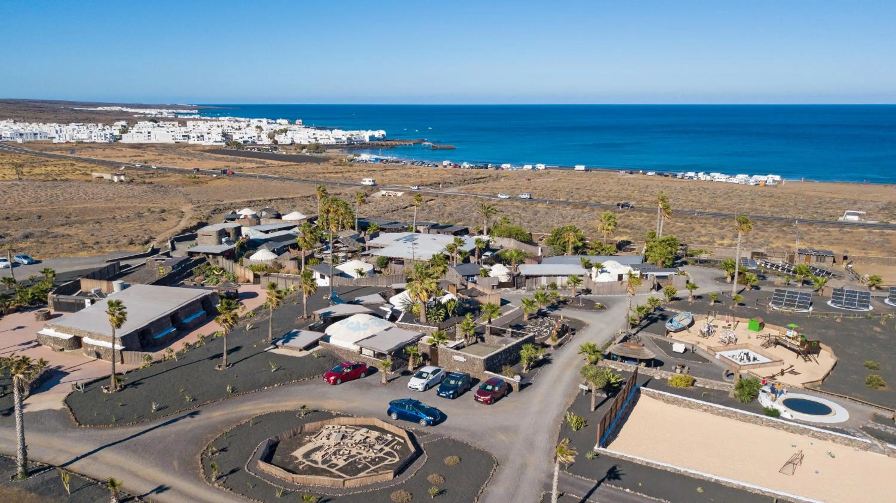 Bird's eye view in Finca De Arrieta Village - Yurts and Stone Cottages - Shared Pool - Walking distance to Arrieta Beach - Off Grid
