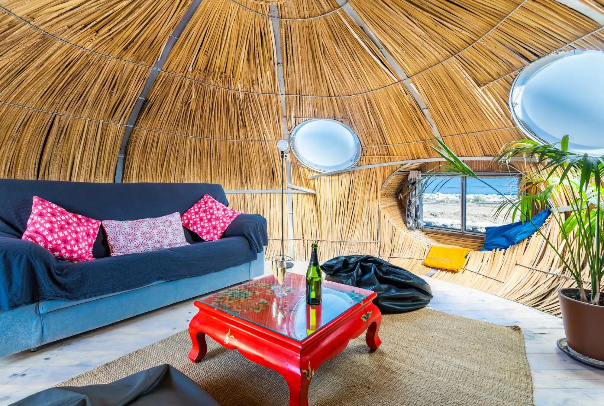Living room in Finca De Arrieta Village - Yurts and Stone Cottages - Shared Pool - Walking distance to Arrieta Beach - Off Grid