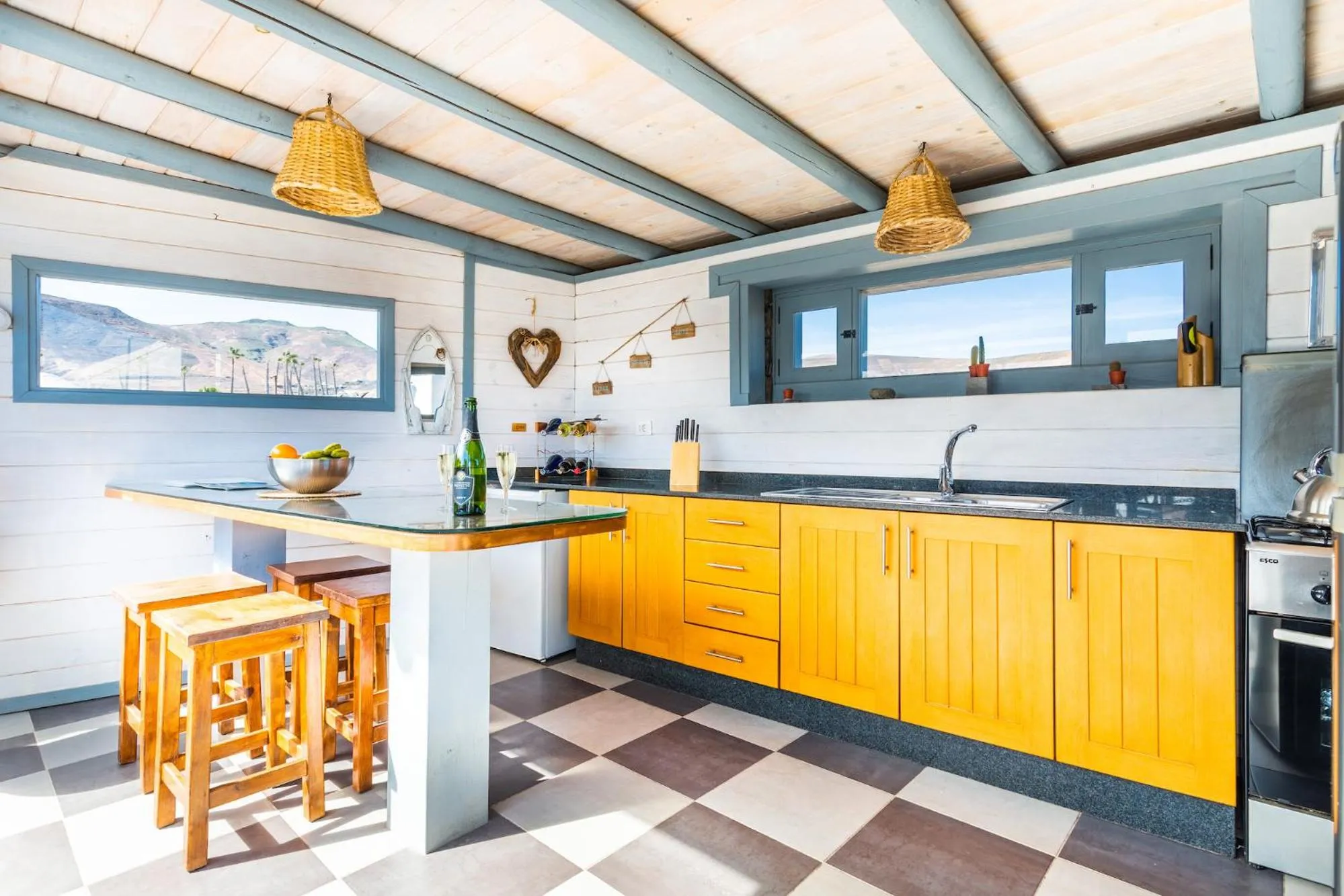 Kitchen or kitchenette in Finca De Arrieta Village - Yurts and Stone Cottages - Shared Pool - Walking distance to Arrieta Beach - Off Grid