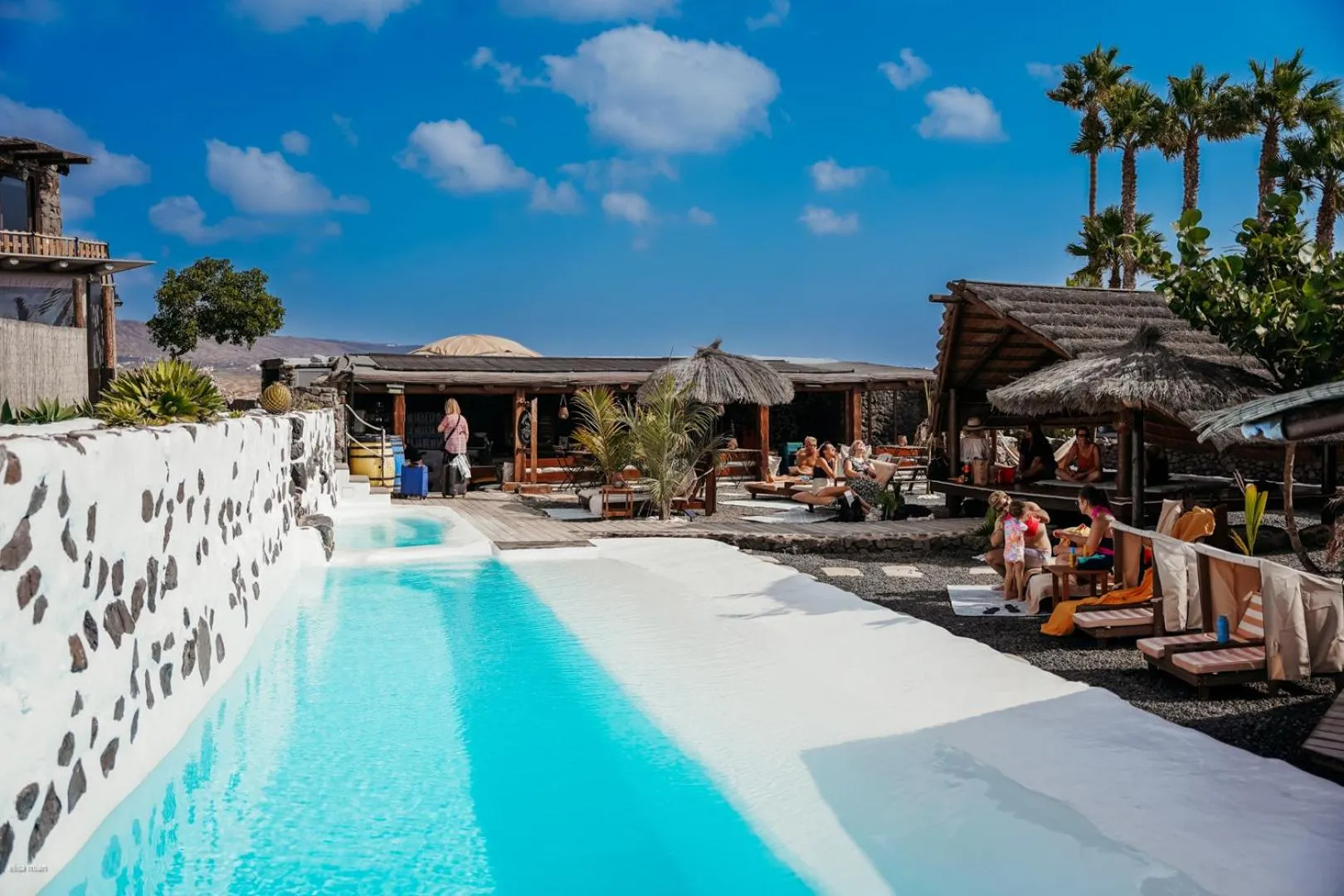 Swimming pool in Finca De Arrieta Village - Yurts and Stone Cottages - Shared Pool - Walking distance to Arrieta Beach - Off Grid