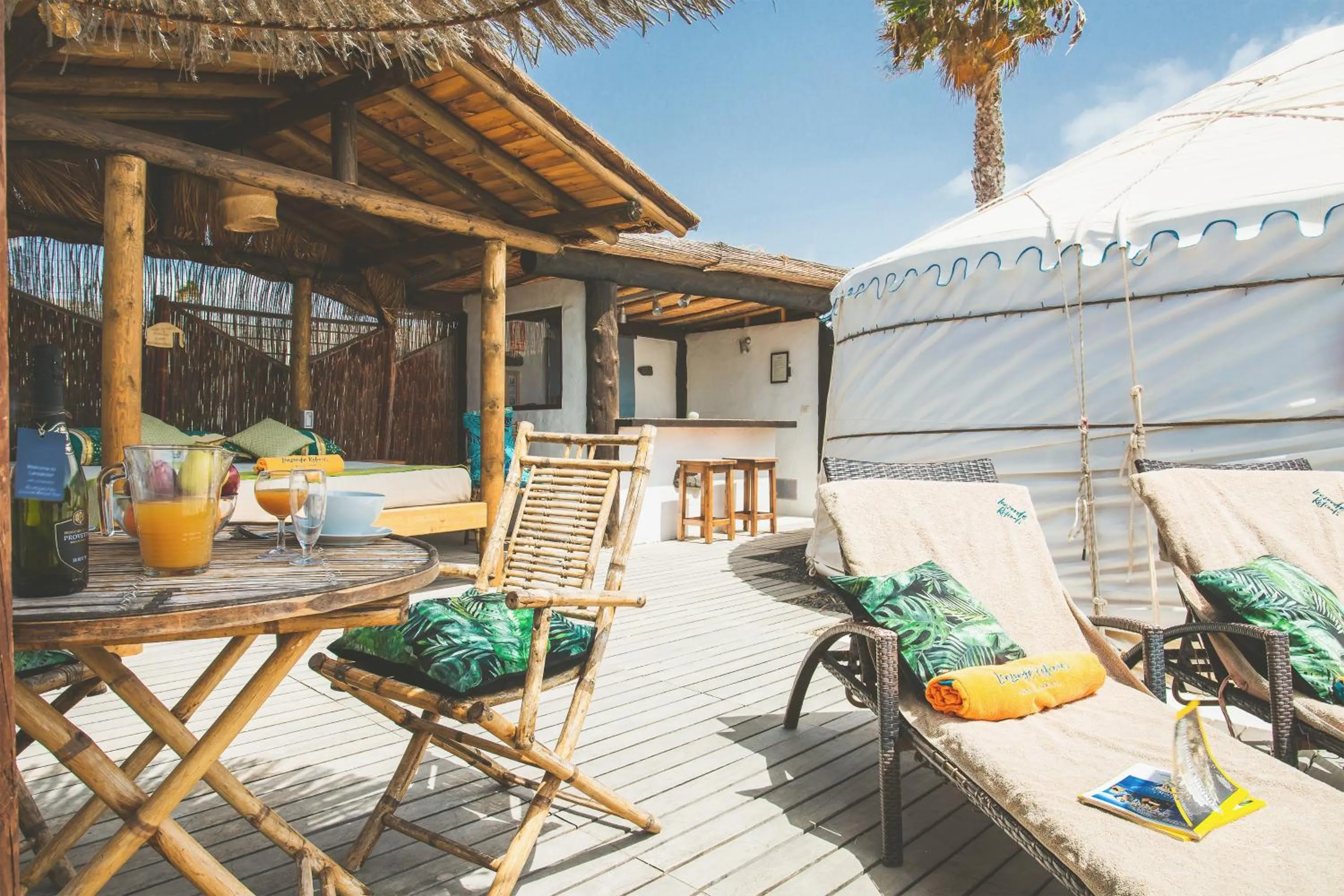 Balcony/Terrace in Finca De Arrieta Village - Yurts and Stone Cottages - Shared Pool - Walking distance to Arrieta Beach - Off Grid