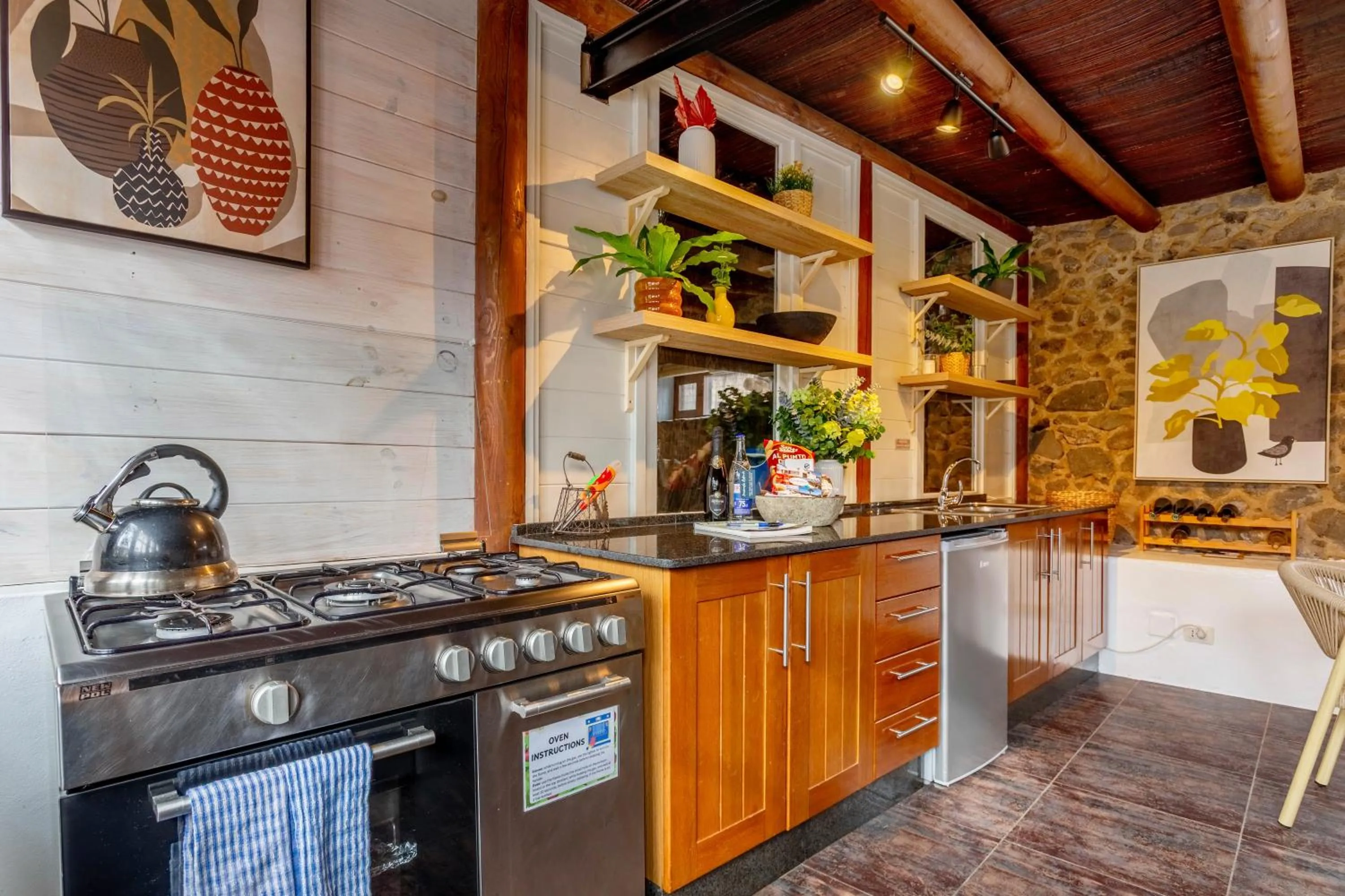 kitchen in Finca De Arrieta Village - Yurts and Stone Cottages - Shared Pool - Walking distance to Arrieta Beach - Off Grid