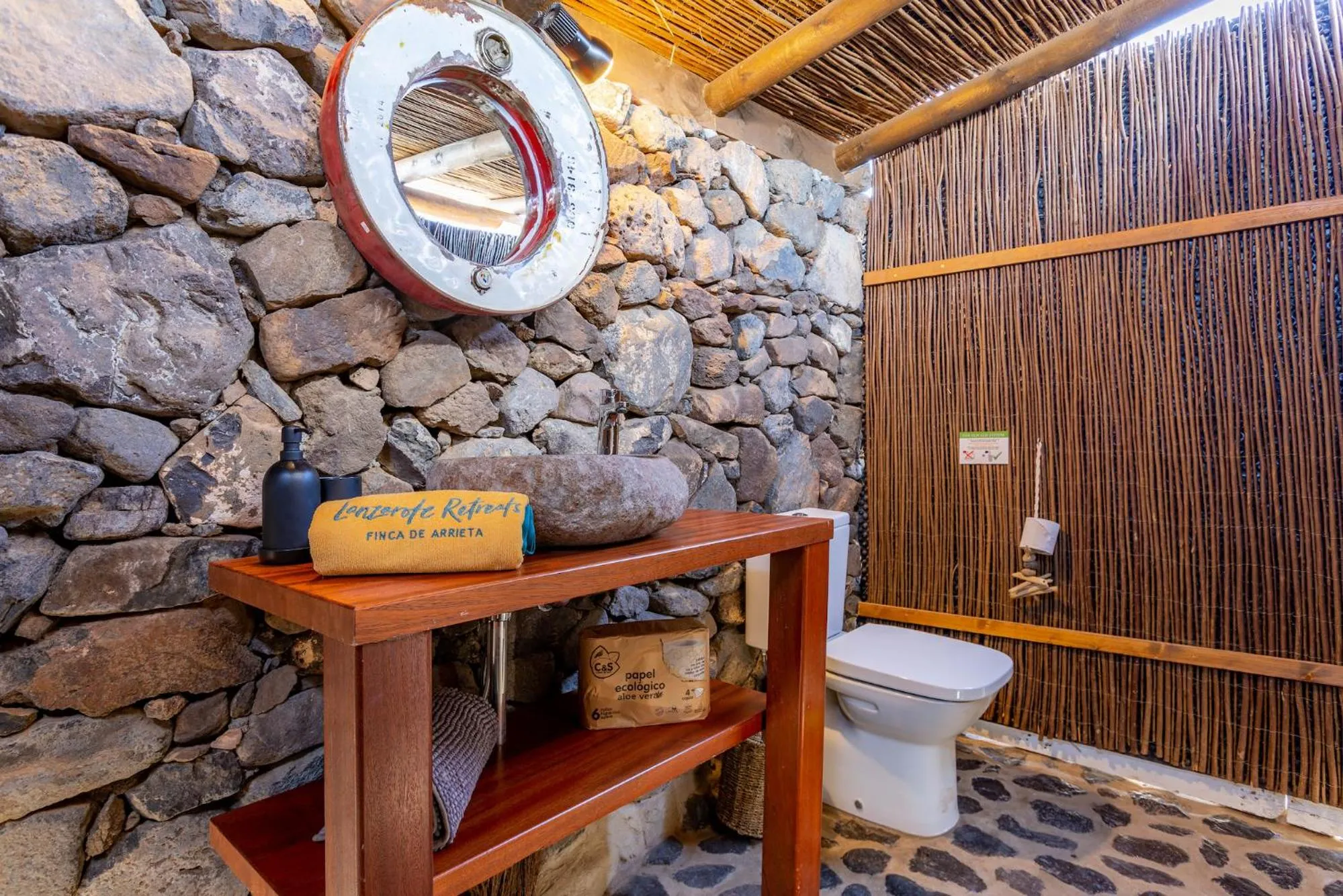 Shower in Finca De Arrieta Village - Yurts and Stone Cottages - Shared Pool - Walking distance to Arrieta Beach - Off Grid