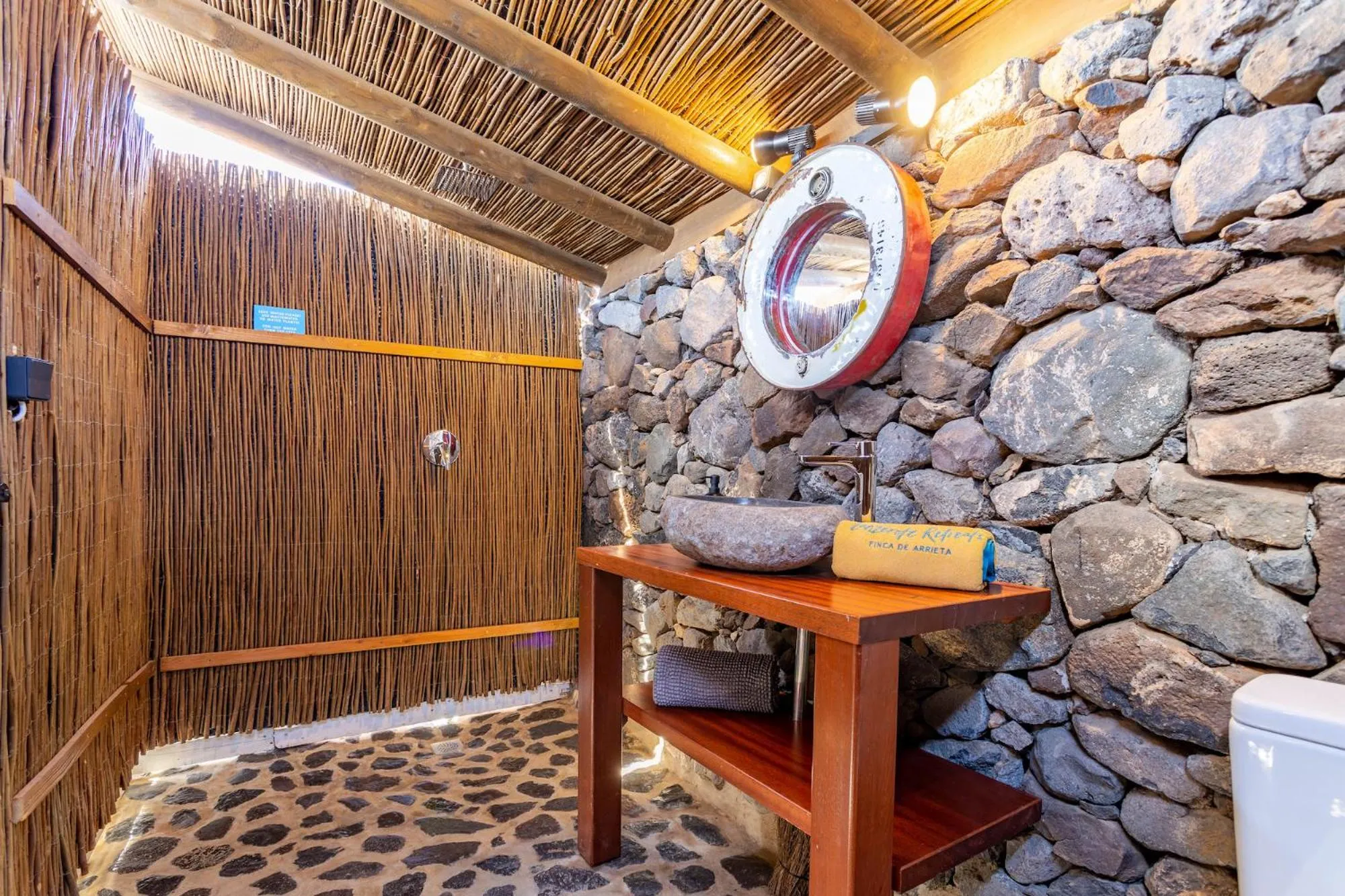 Shower in Finca De Arrieta Village - Yurts and Stone Cottages - Shared Pool - Walking distance to Arrieta Beach - Off Grid