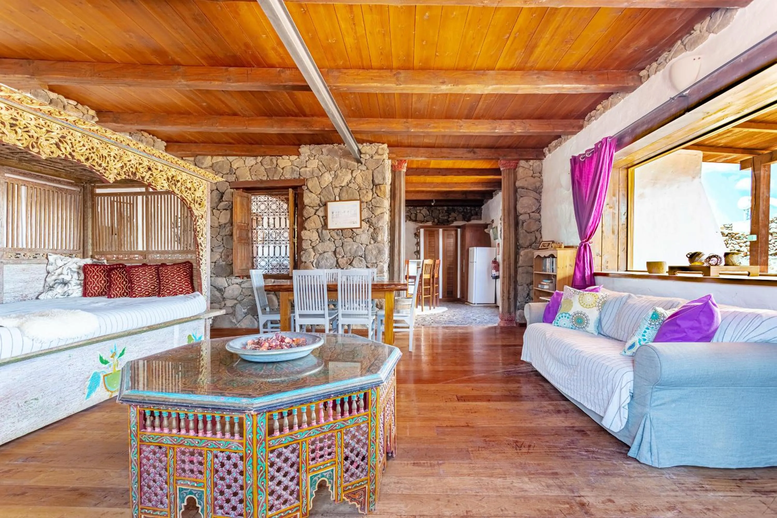 Living room in Finca De Arrieta Village - Yurts and Stone Cottages - Shared Pool - Walking distance to Arrieta Beach - Off Grid