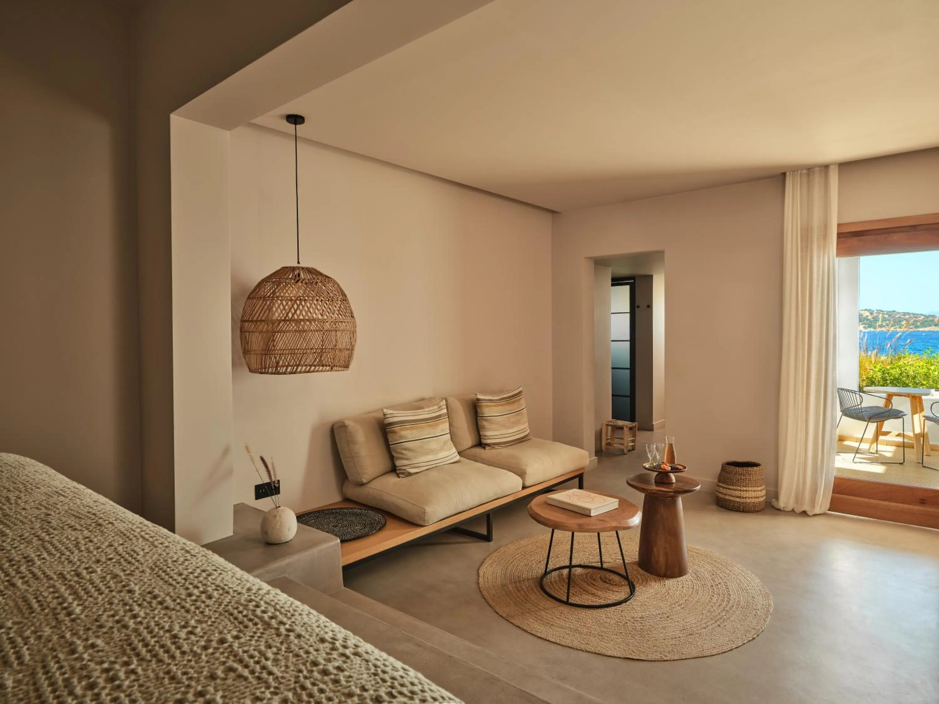 Living room in Minos Beach Art Hotel, a Member of Design Hotels