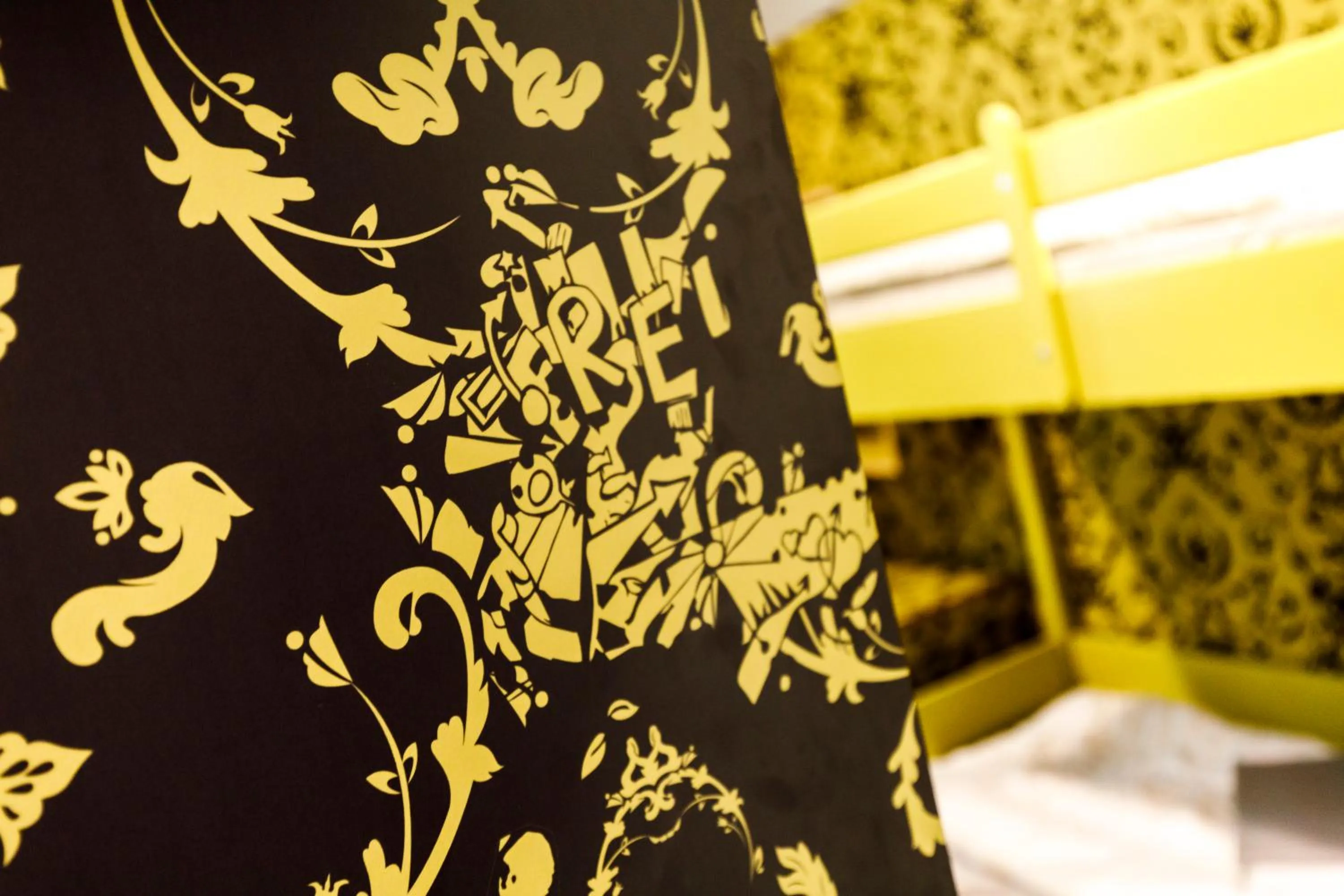 Decorative detail, Bed in Youth Hostel Würzburg