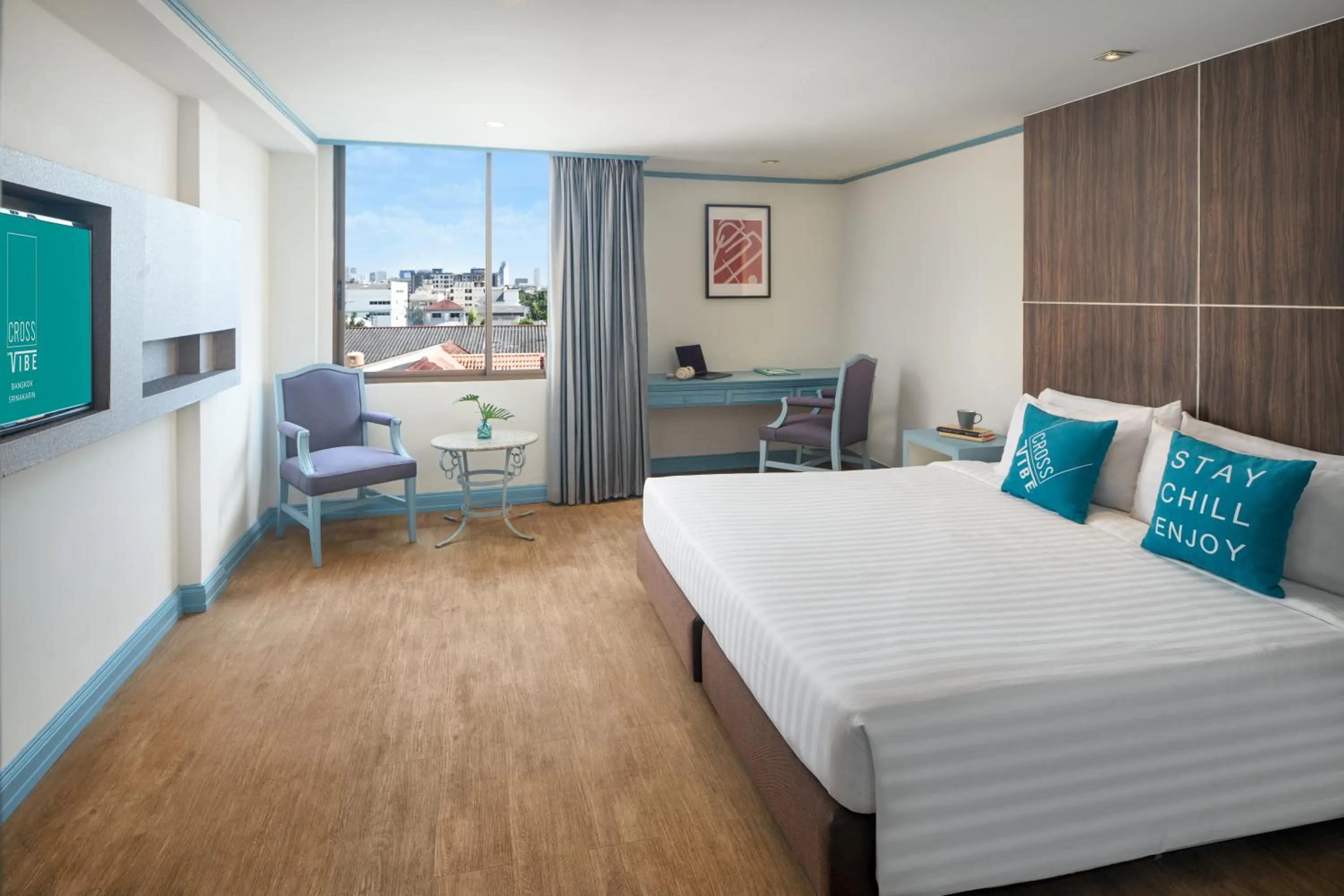 Bed in Cross Vibe Bangkok Srinakarin