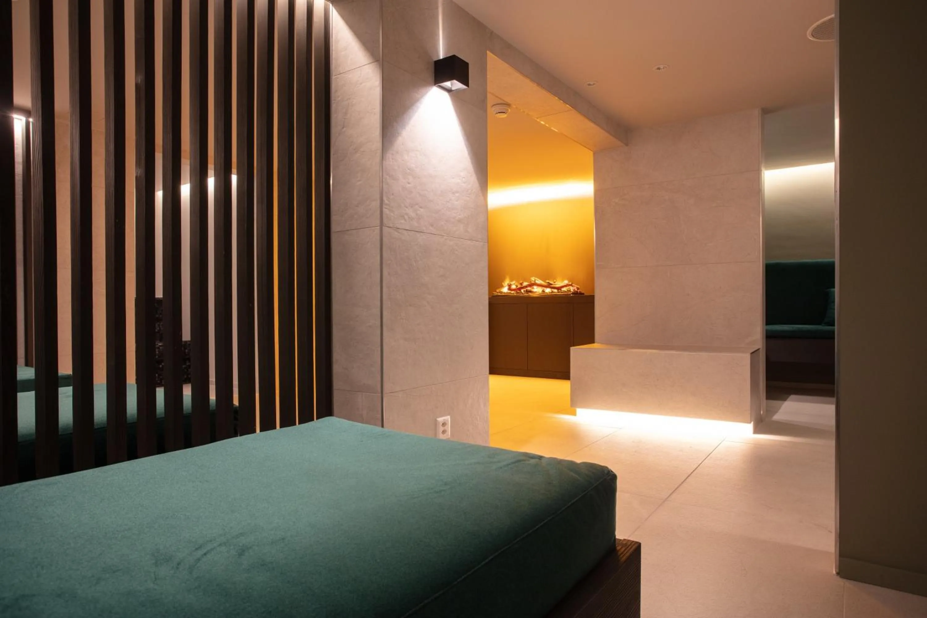 Sauna, Bed in Posthotel Valbella - Berge, Spa & Wir