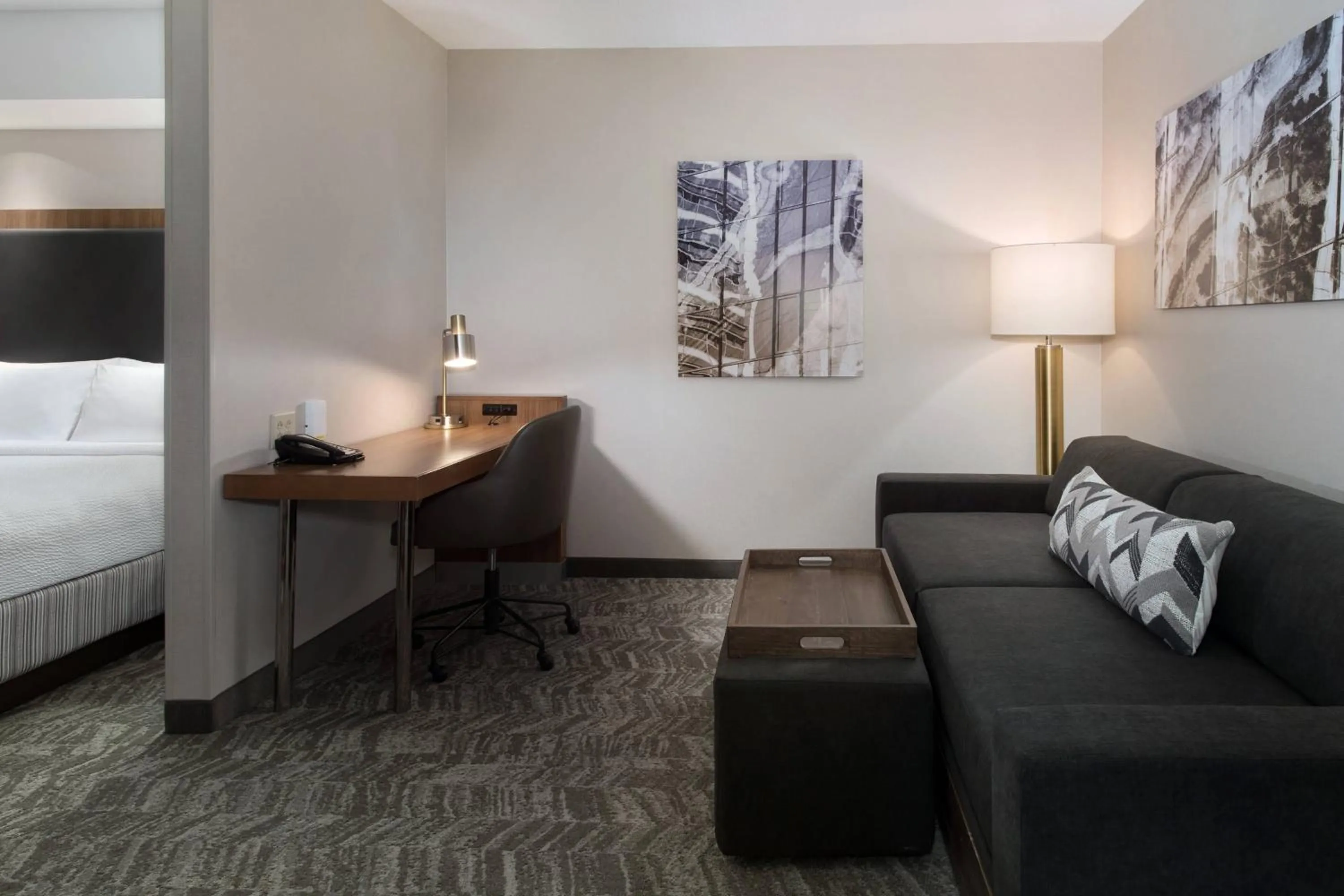 Living room, Bed in SpringHill Suites by Marriott Syracuse Carrier Circle