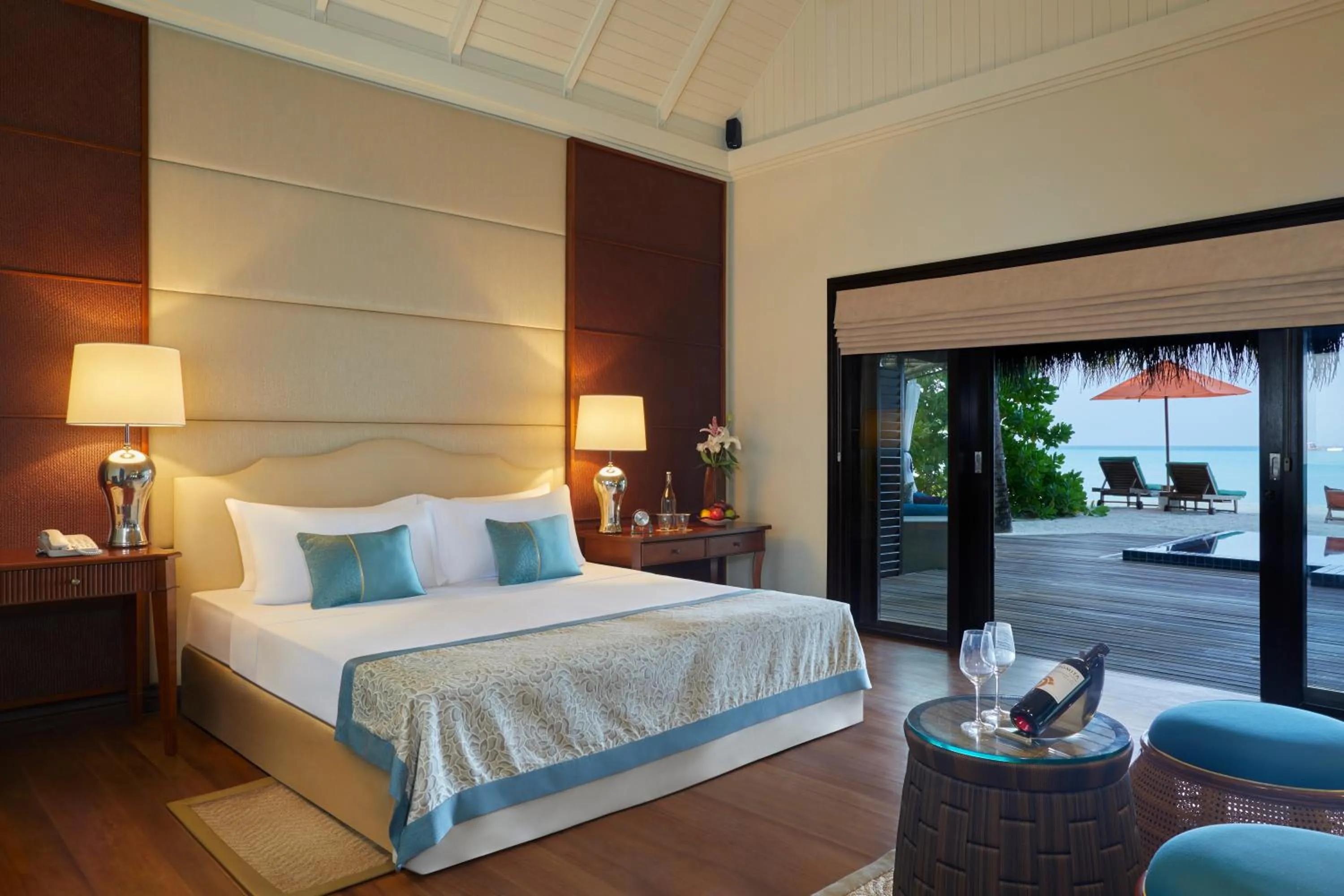 View (from property/room), Bed in Taj Exotica Resort & Spa, Maldives