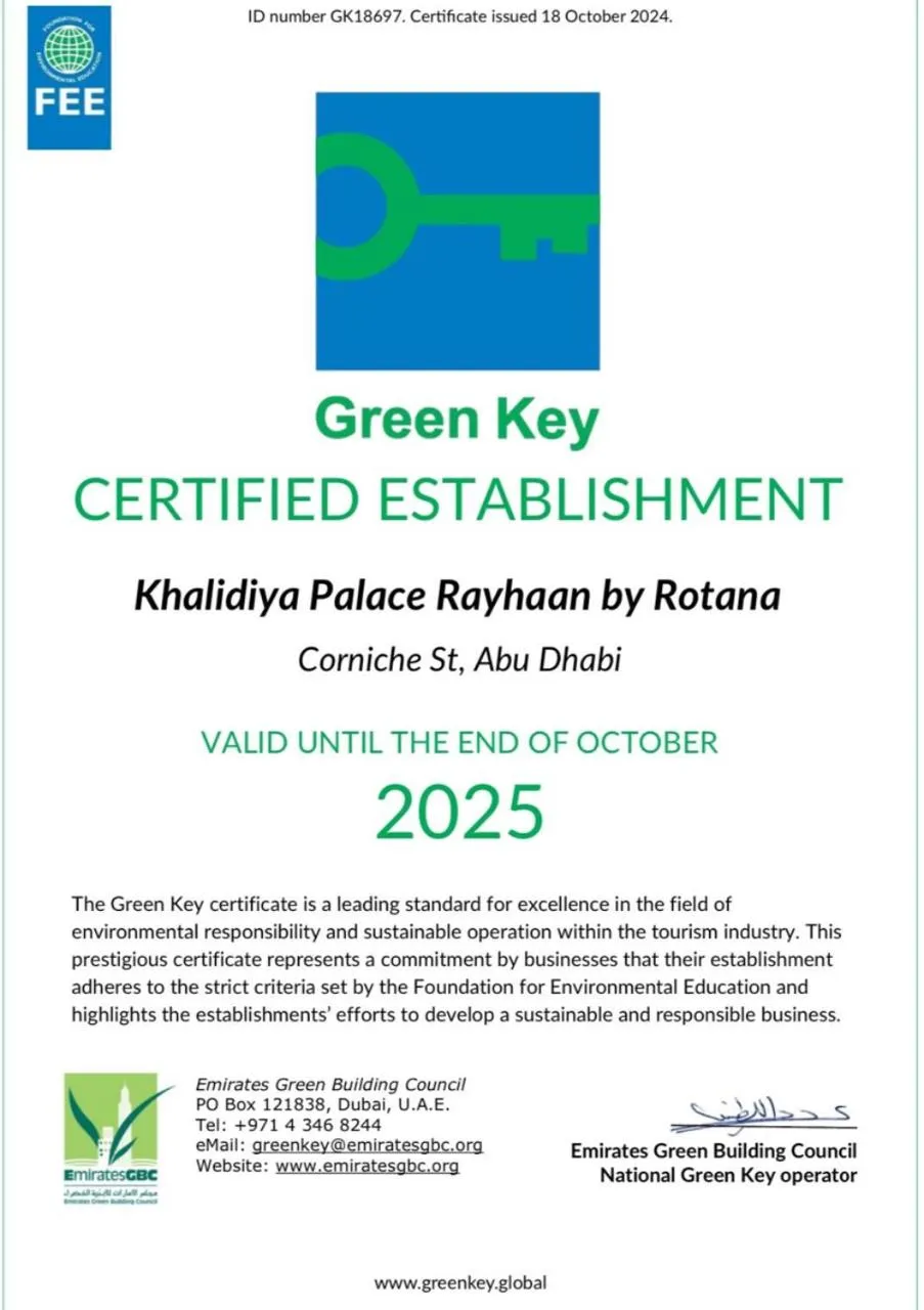 Certificate/Award in Khalidiya Palace Rayhaan by Rotana, Abu Dhabi