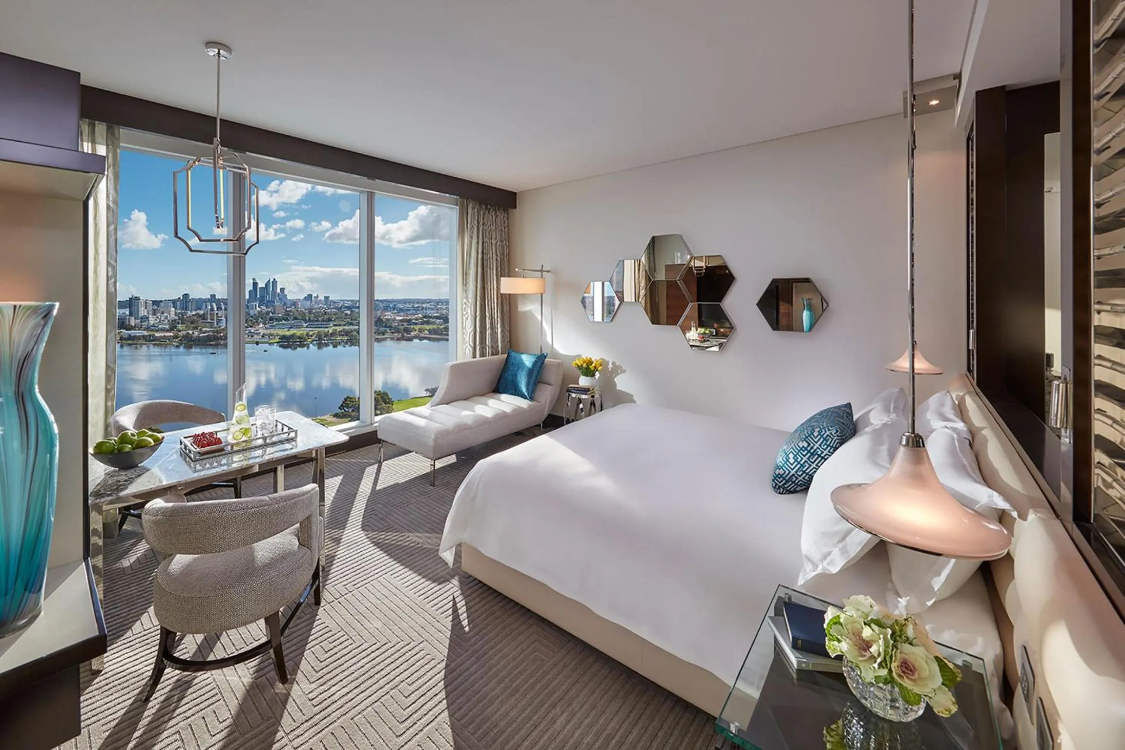 River view, Bed in Crown Towers Perth