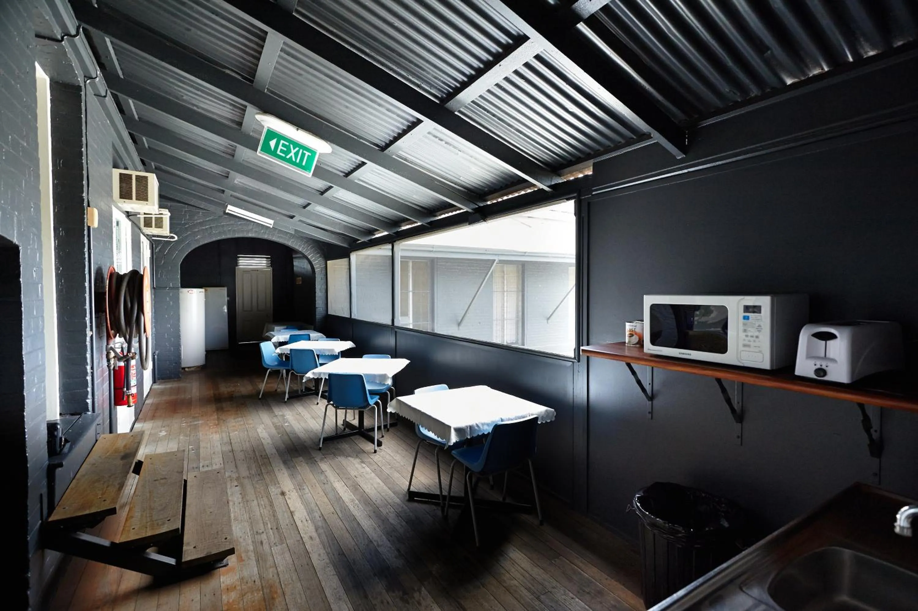 Communal kitchen in Commercial Hotel