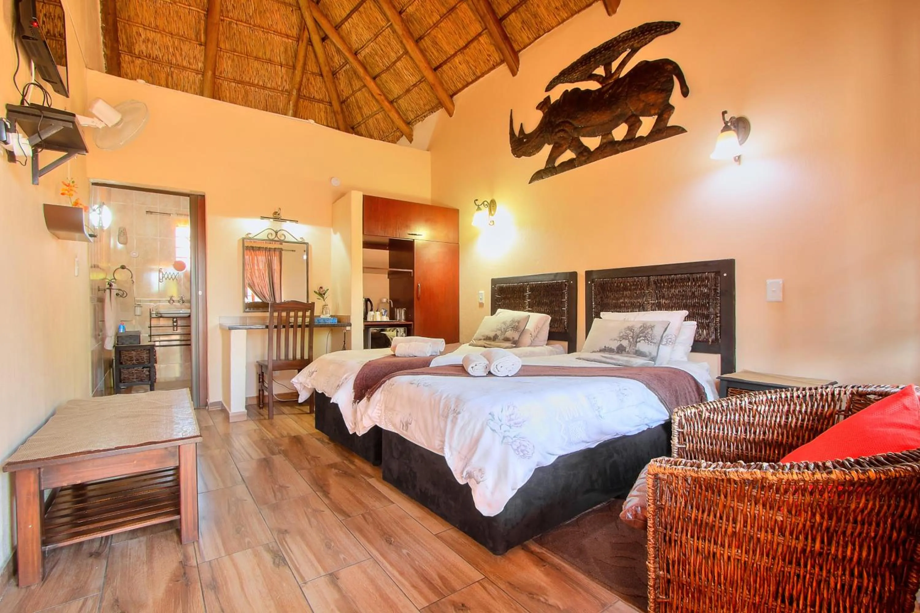 Photo of the whole room, Bed in All over Africa Guest house
