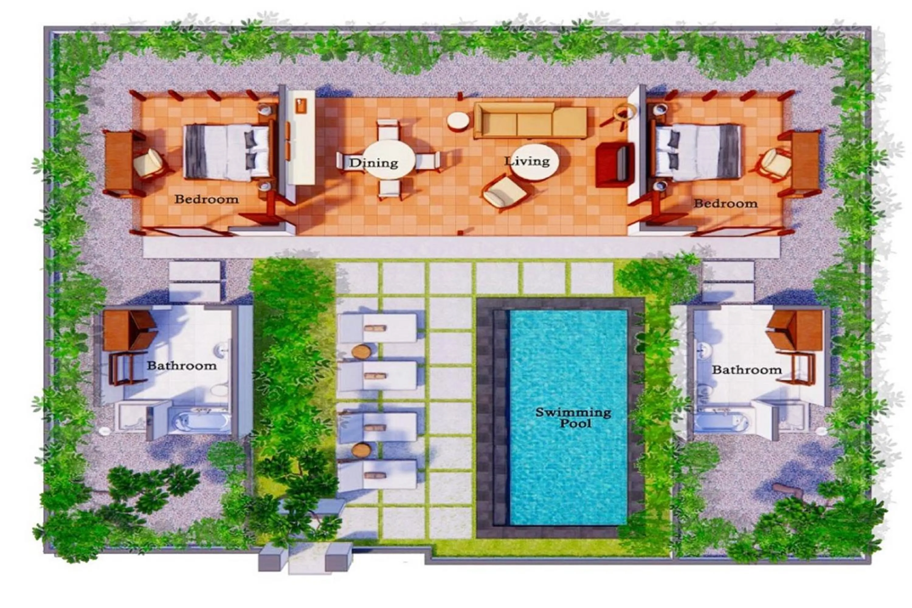 Floor plan in Mayaloka Villas Seminyak