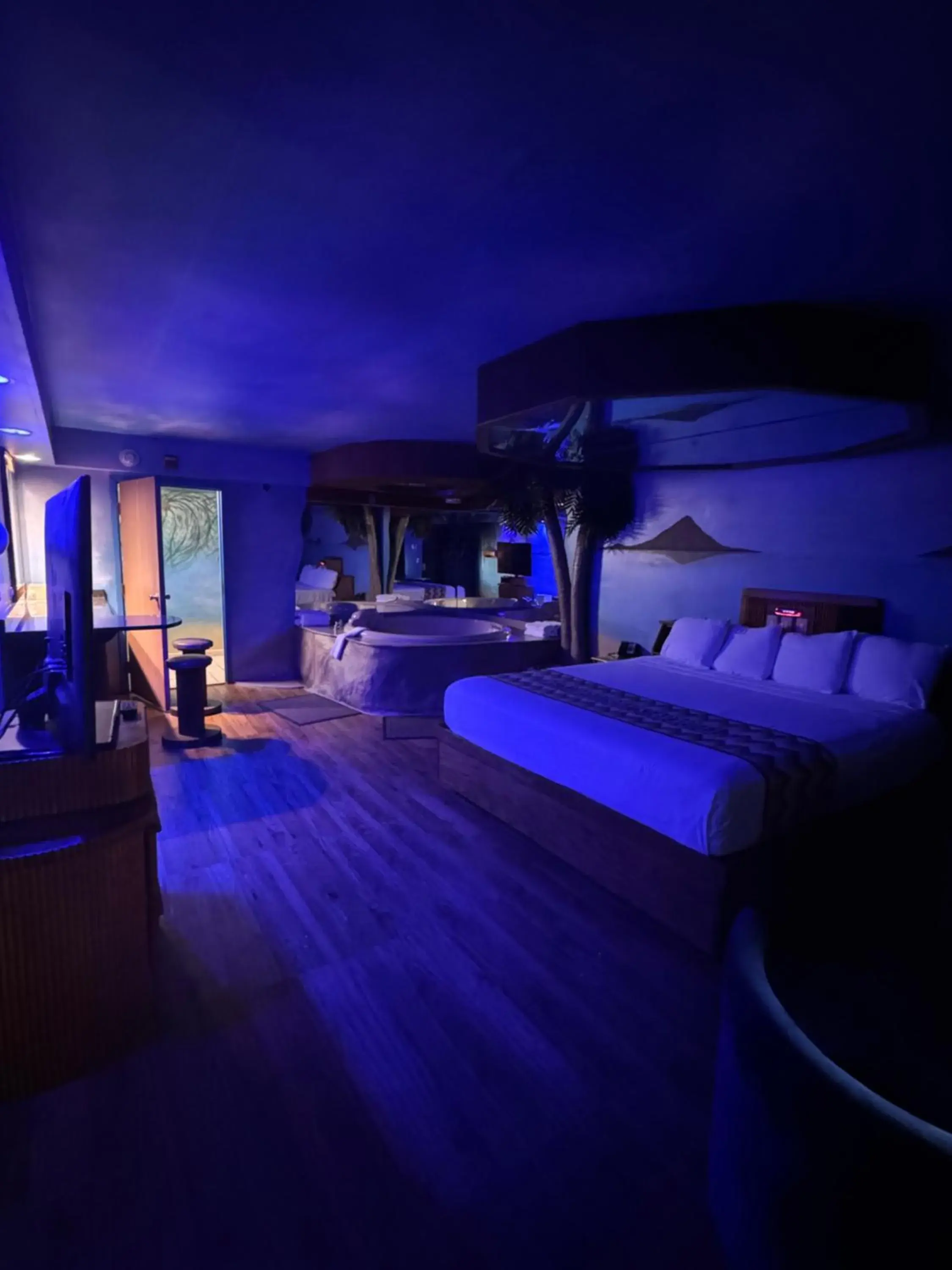 Night, Bed in Blue Star Motel Night, Bed in Blue Star Motel