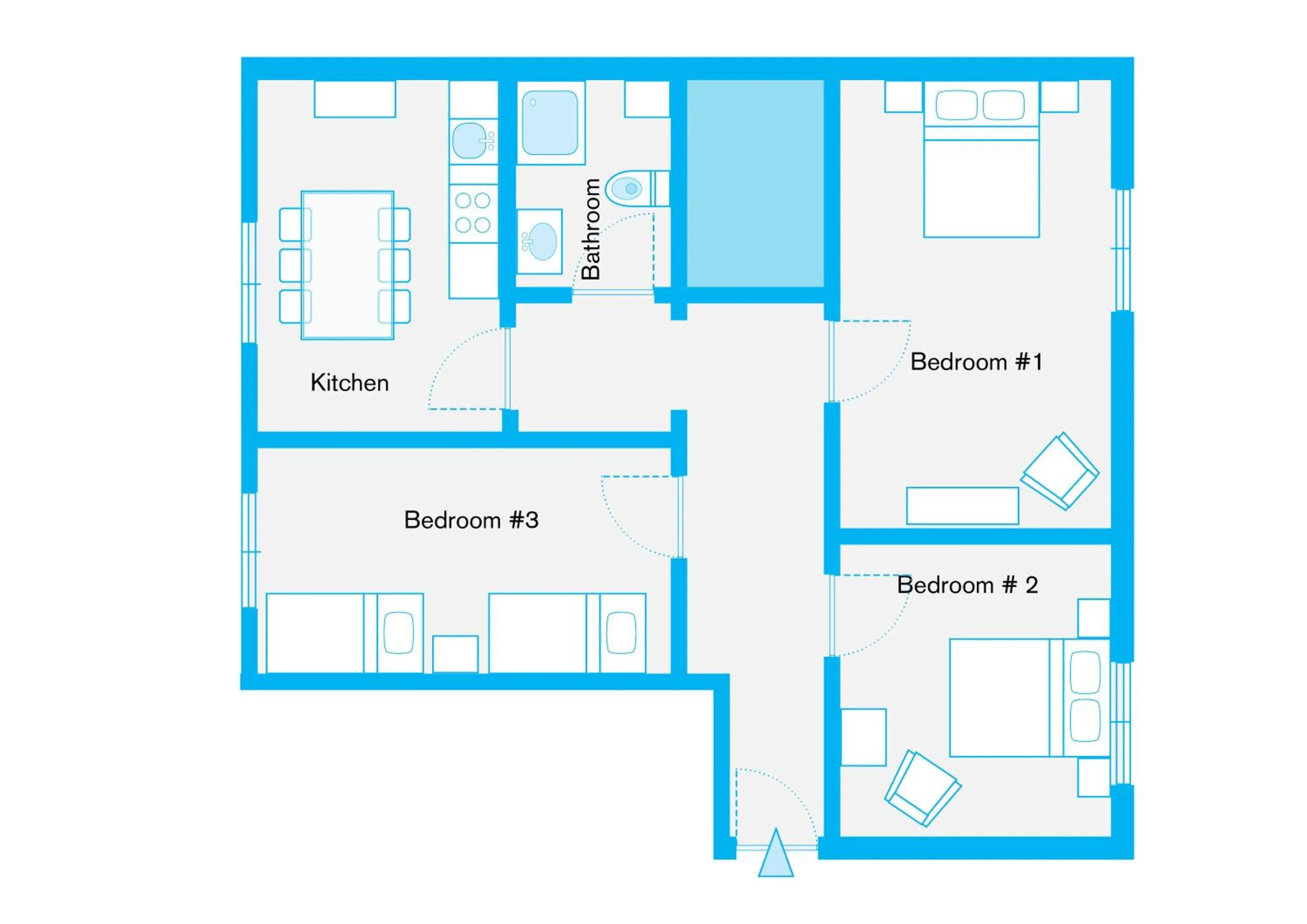 Floor plan in The Paul II - stylish & central 3 BR apartment, group & family friendly, 4- 6 Guests