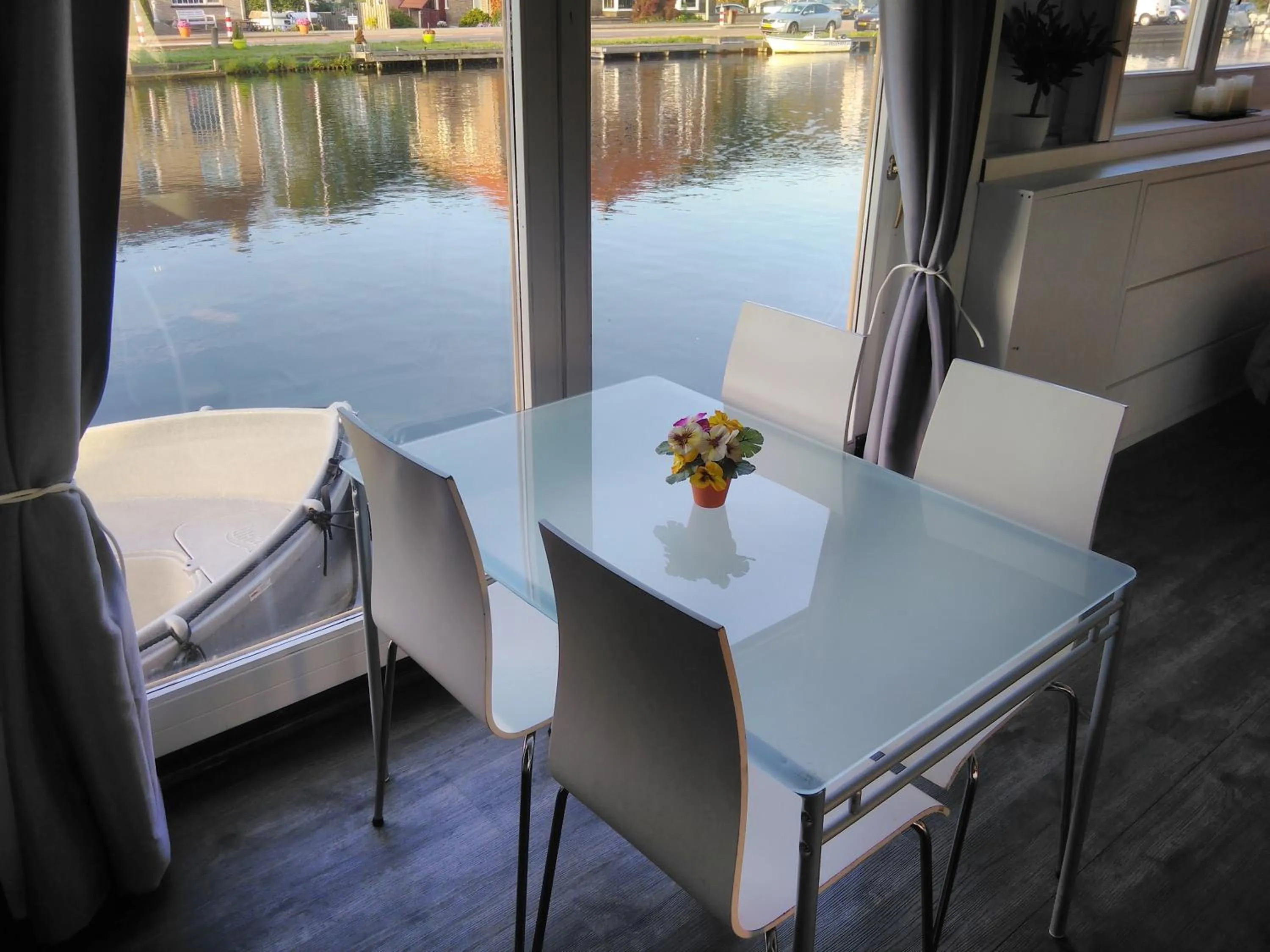 Seating area in Boathouse Amsterdam with bikes