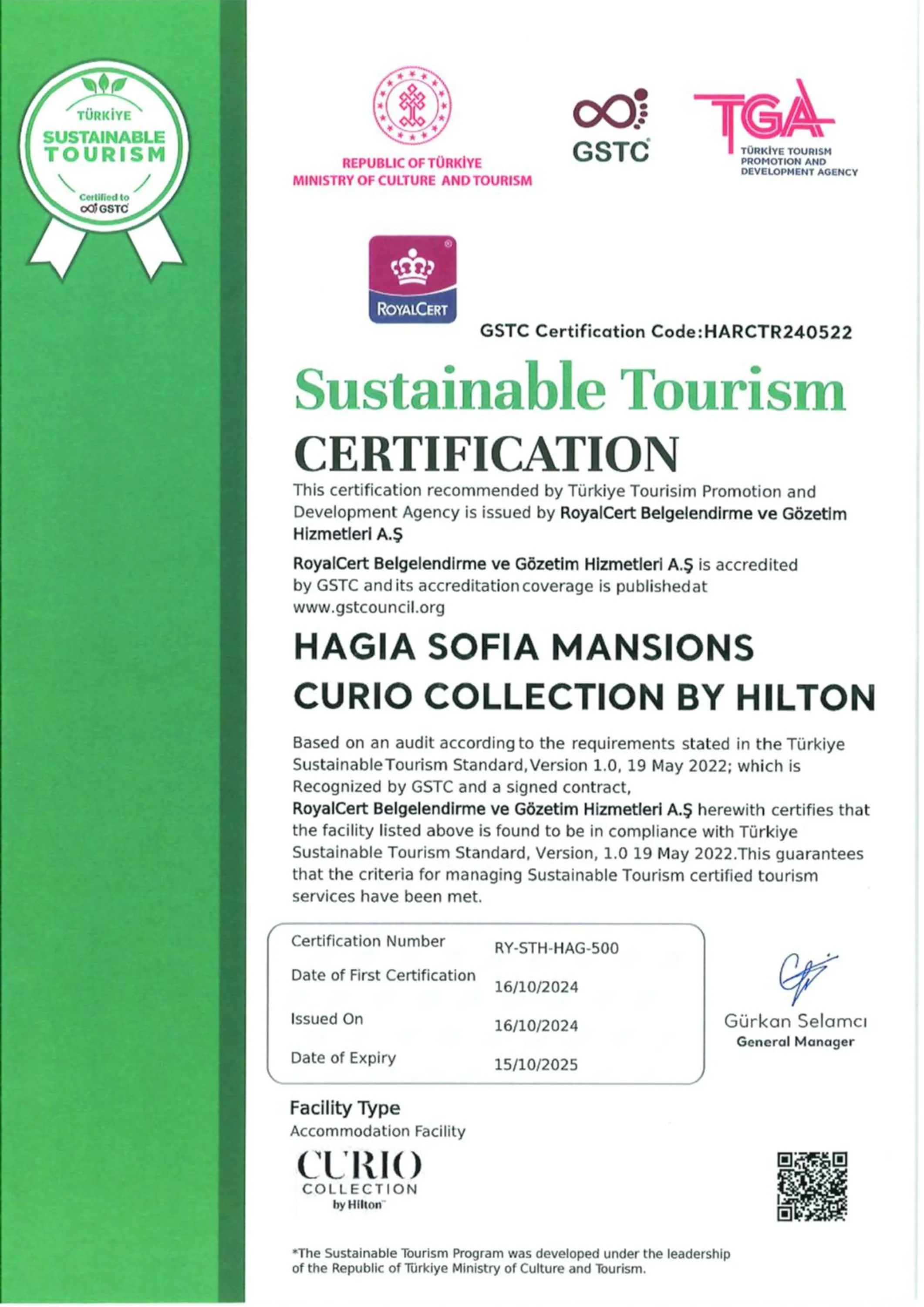Logo/Certificate/Sign in Hagia Sofia Mansions Istanbul, Curio Collection by Hilton