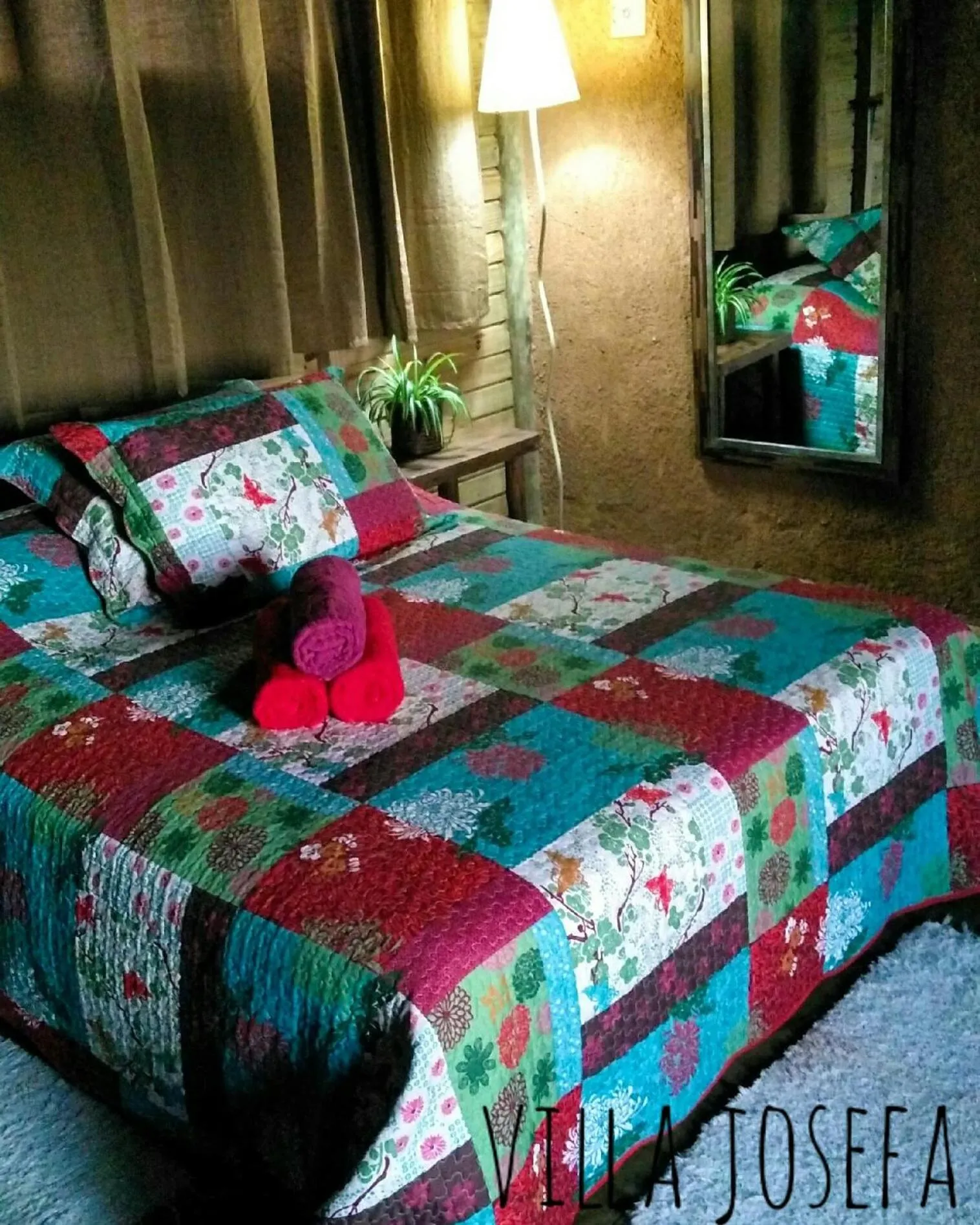 Bed in Villa Josefa - Cabanas completas com piscina e churrasqueira