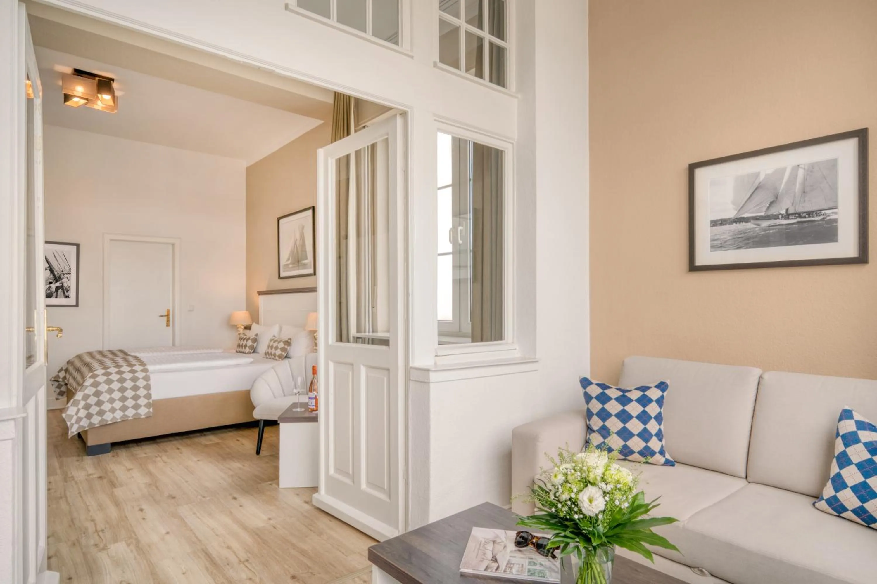 Bed in Hotel Strandschlösschen