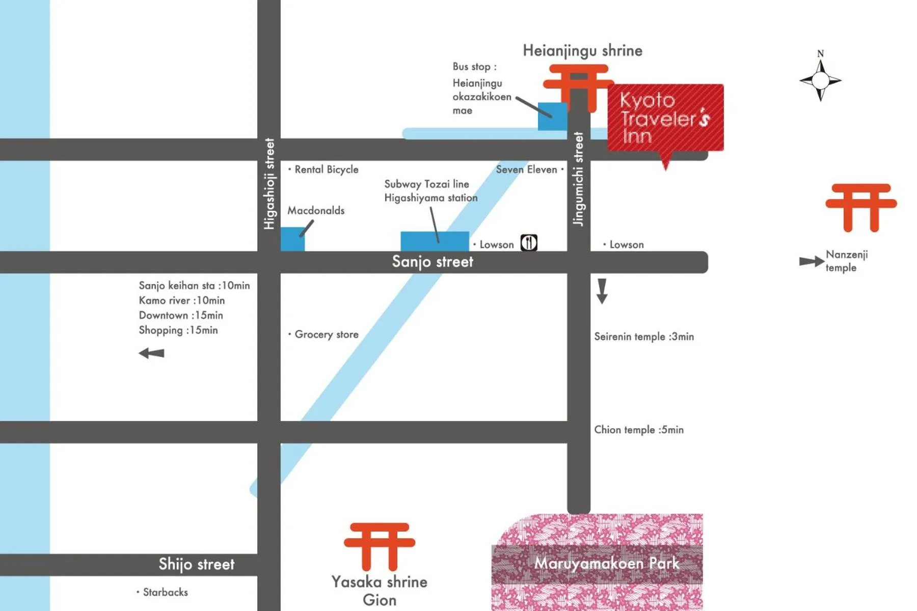 Nearby landmark in Kyoto Travellers Inn