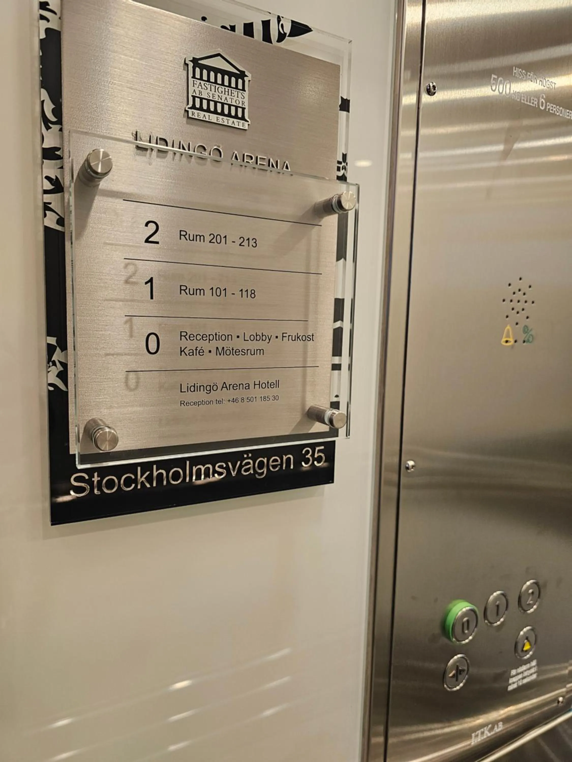 elevator in Lidingö Arena Hotel