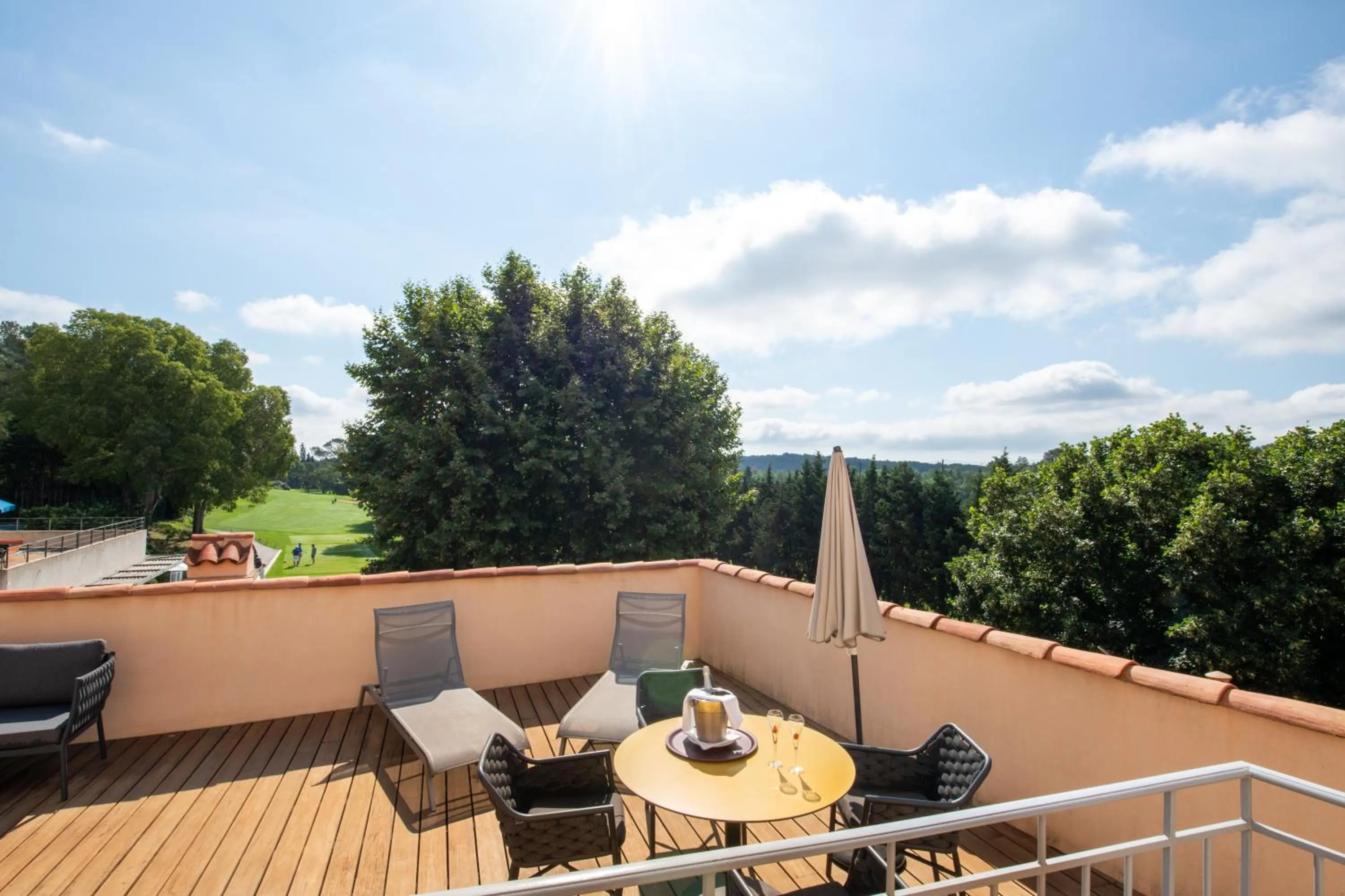 Balcony/Terrace in Hôtel Golf & Spa Château de la Bégude The Originals Collection