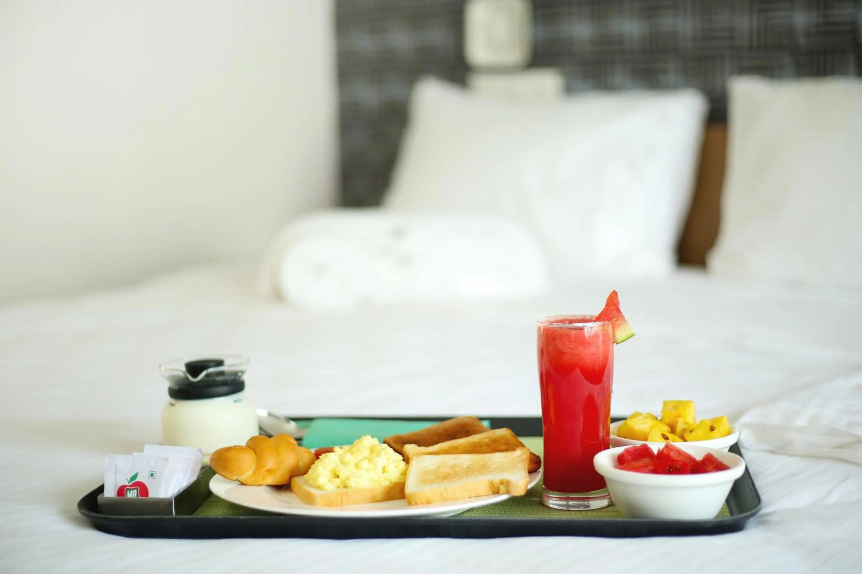 Food close-up, Bed in Sidra Pristine Hotel and Portico Halls