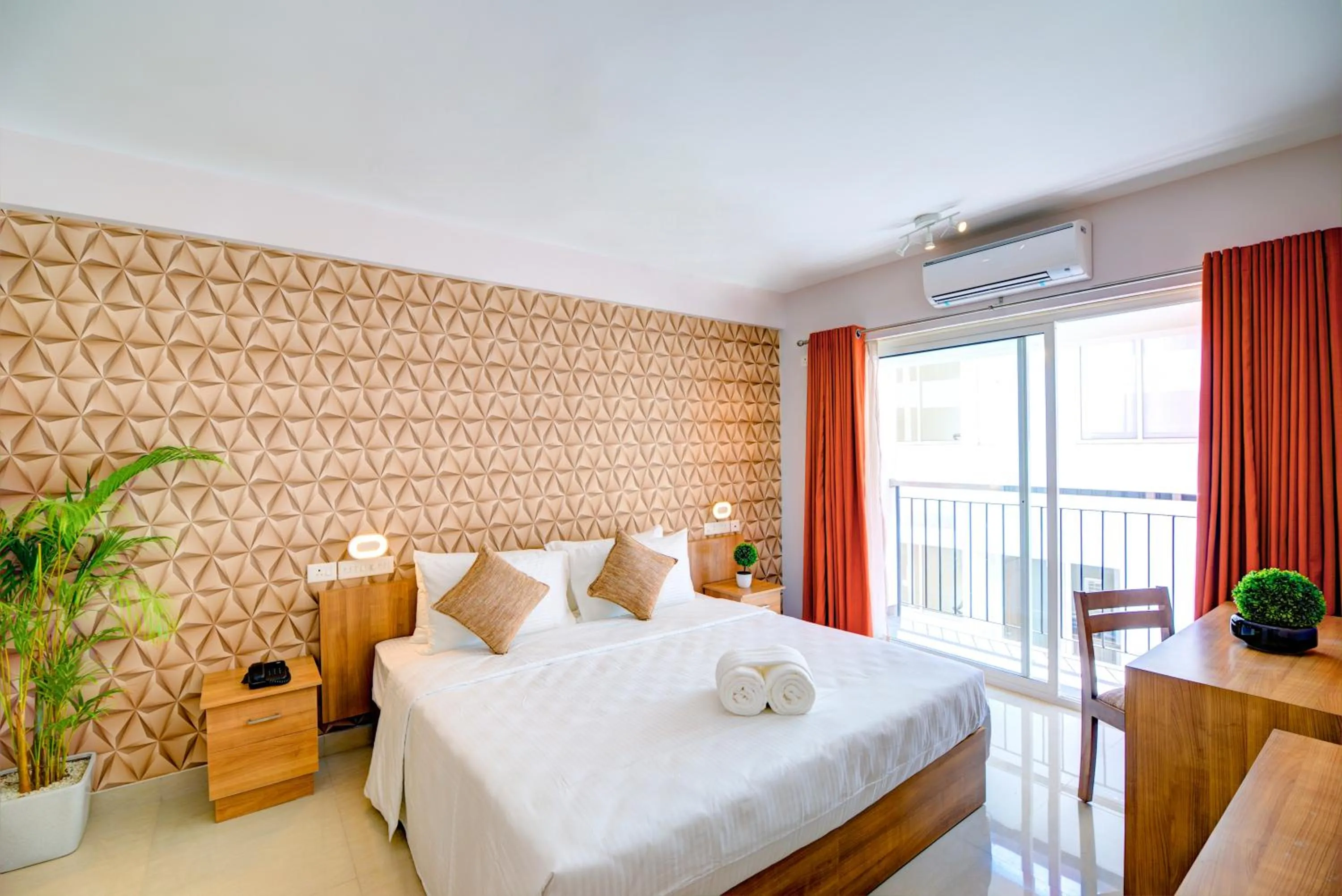 Balcony/Terrace, Bed in Sidra Pristine Hotel and Portico Halls