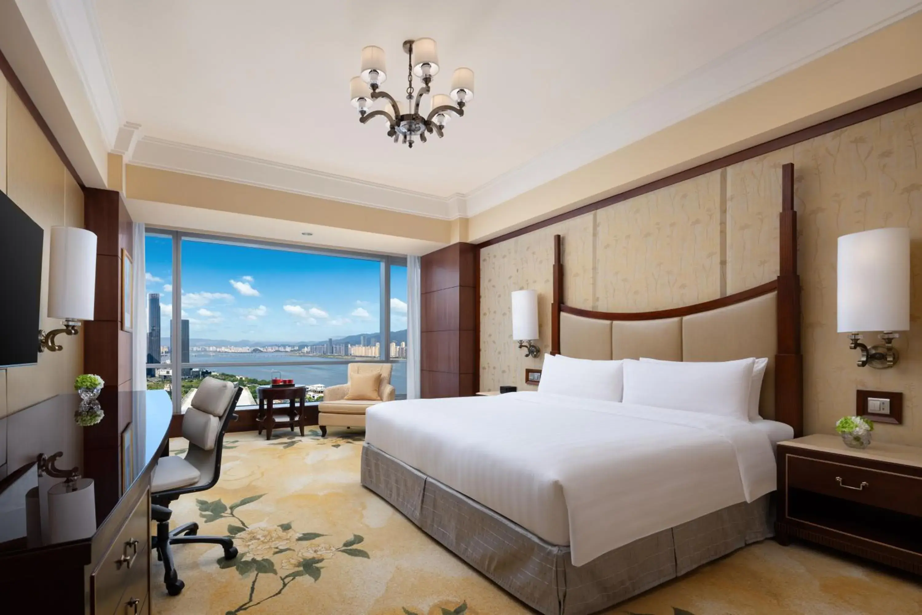 River view, Bed in Shangri-La Wenzhou River view, Bed in Shangri-La Wenzhou