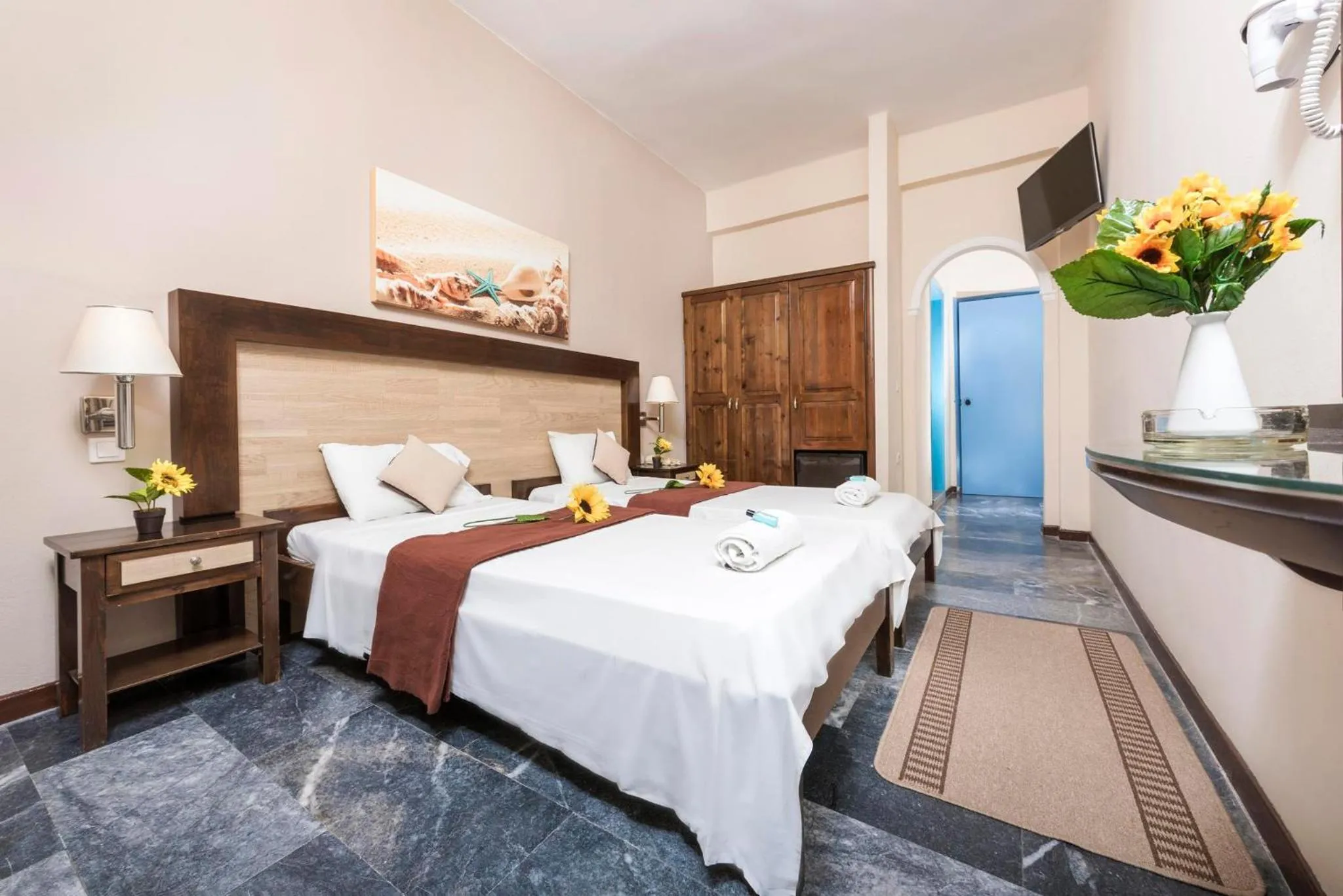 Off site, Bed in Potamaki Beach Hotel