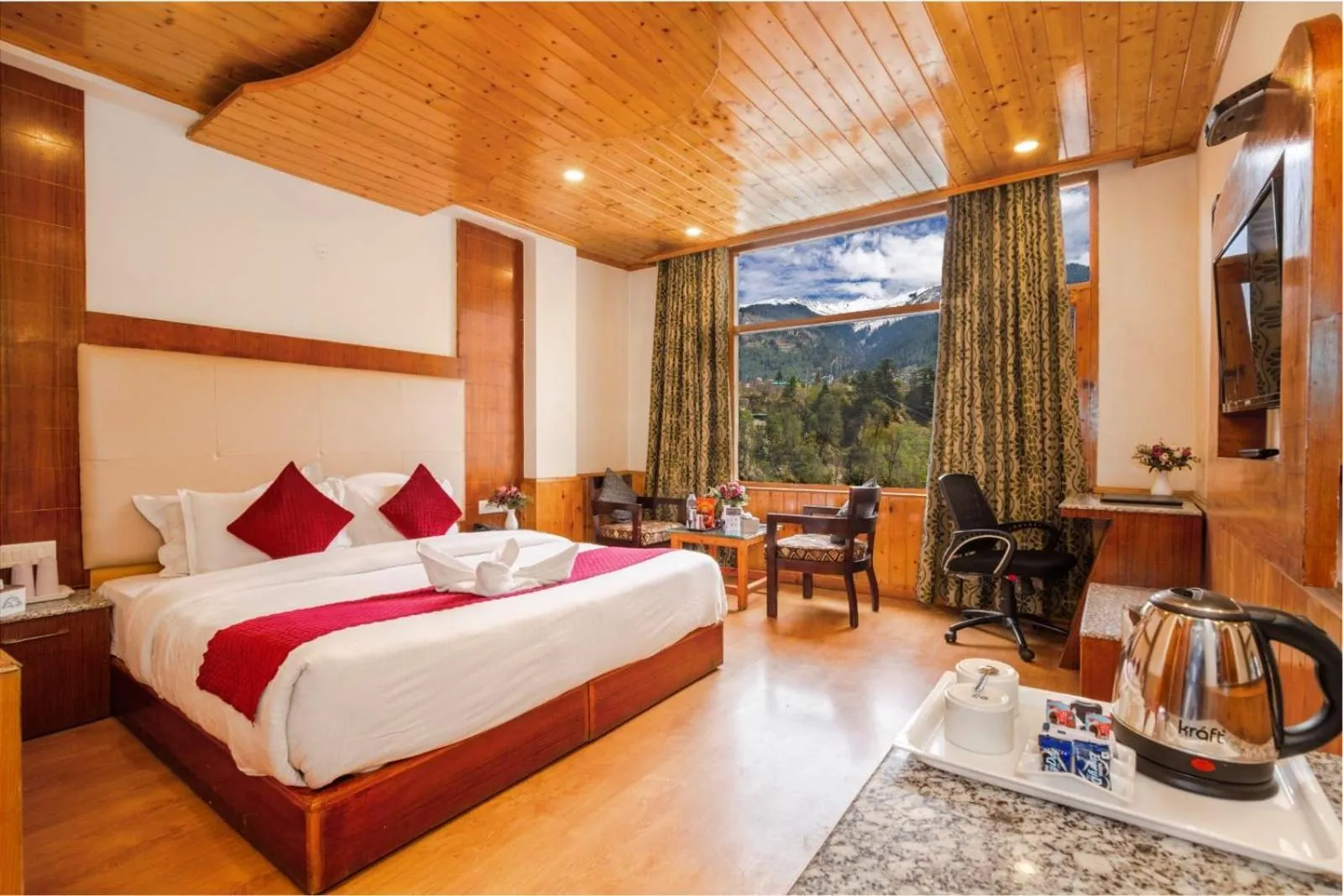 Photo of the whole room, Bed in Sarthak Regency by M K Hospitality,Rangri, Manali,HP,Just 1 kms from Volvo parking
