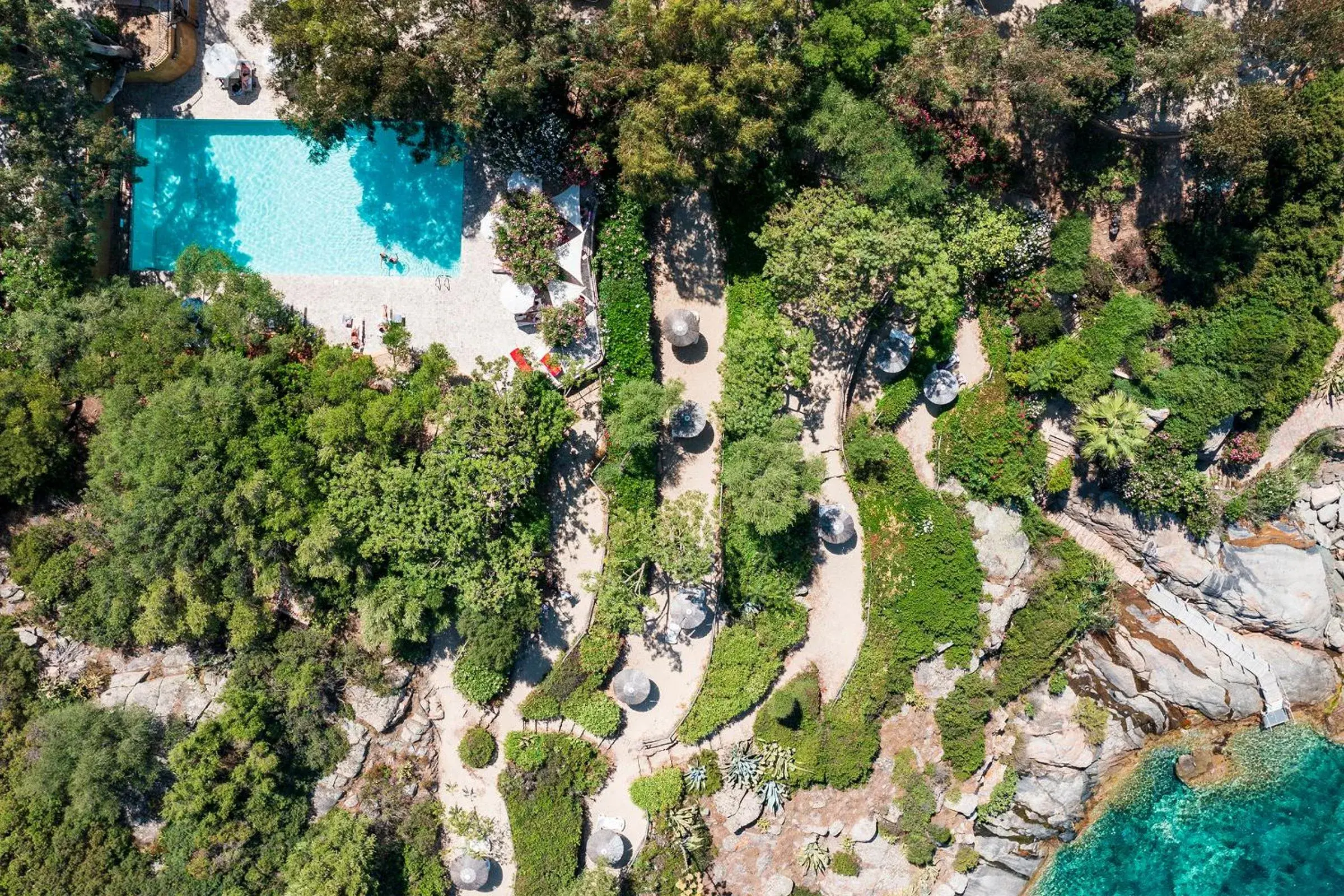 Bird's eye view in Arbatax Park Resort - Borgo Cala Moresca Bird's eye view in Arbatax Park Resort - Borgo Cala Moresca