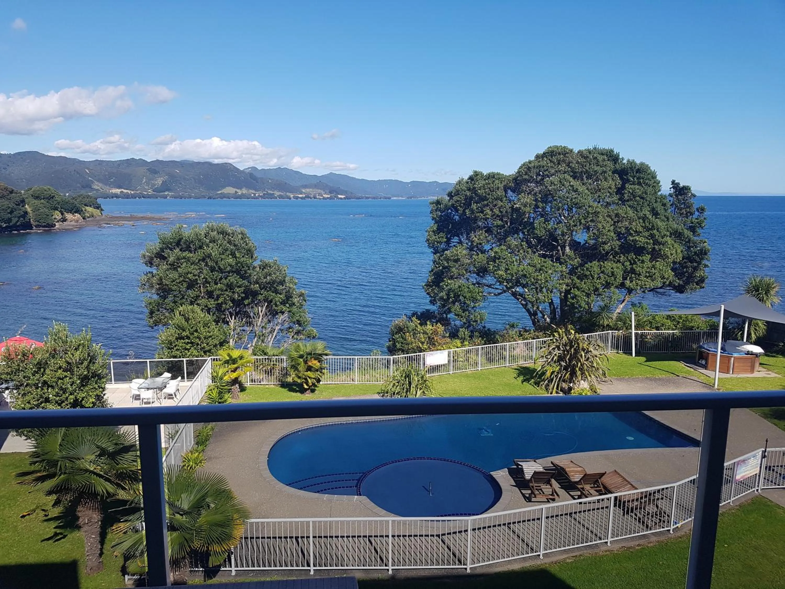 Pool view in Te Kaha Beach Hotel