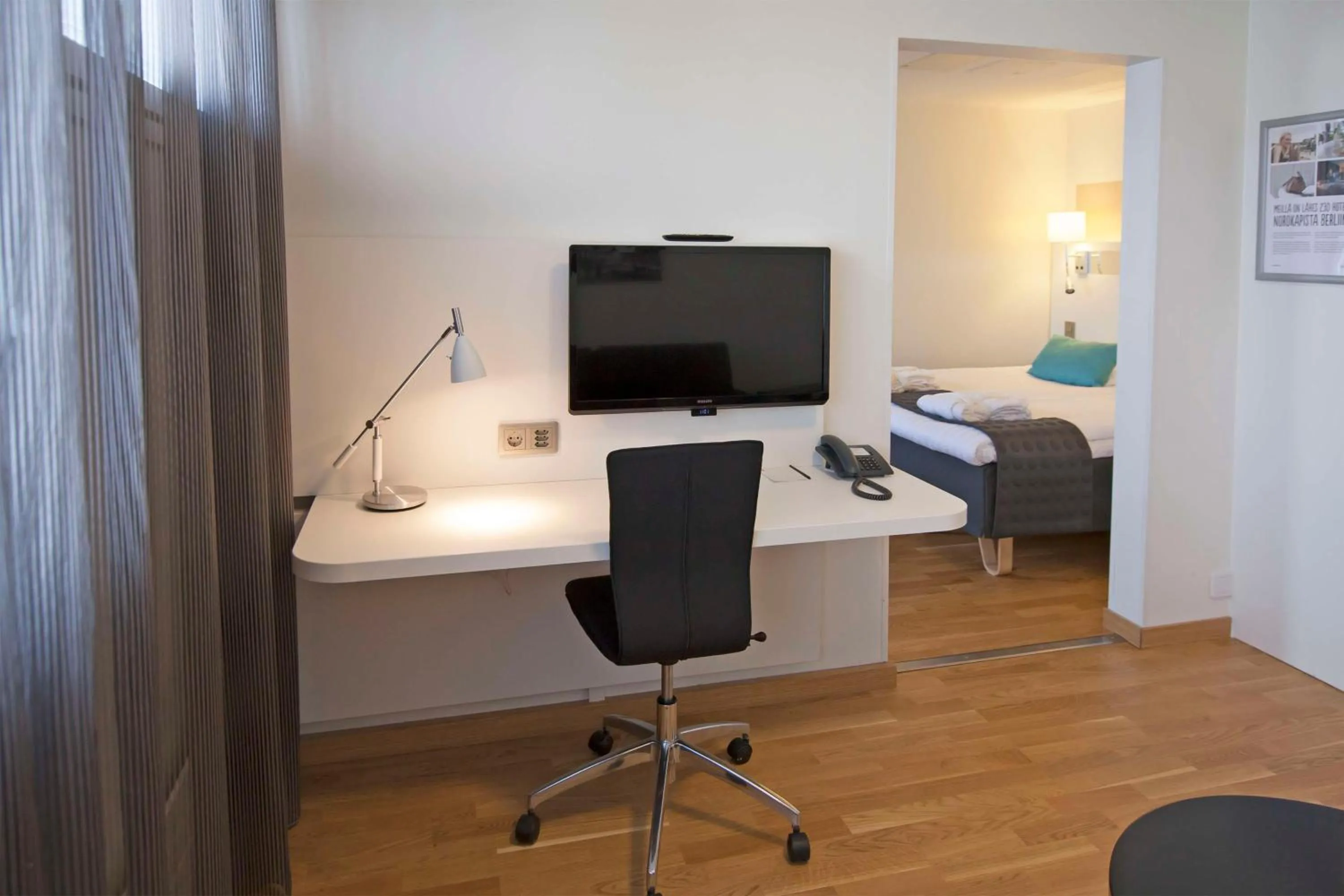 Bedroom, Bed in Scandic Pori