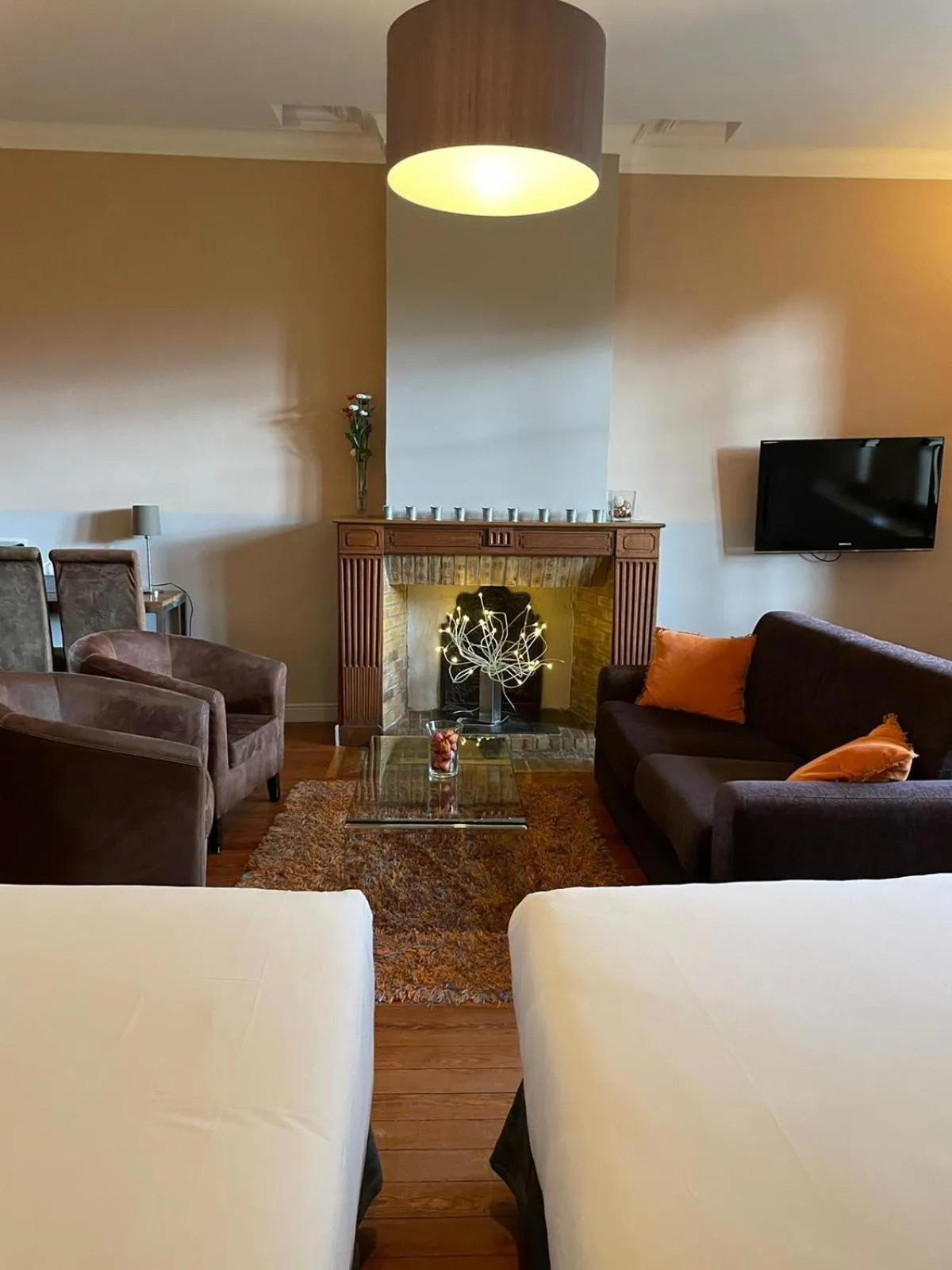 Seating area in Logis Hôtel Château De Palaja