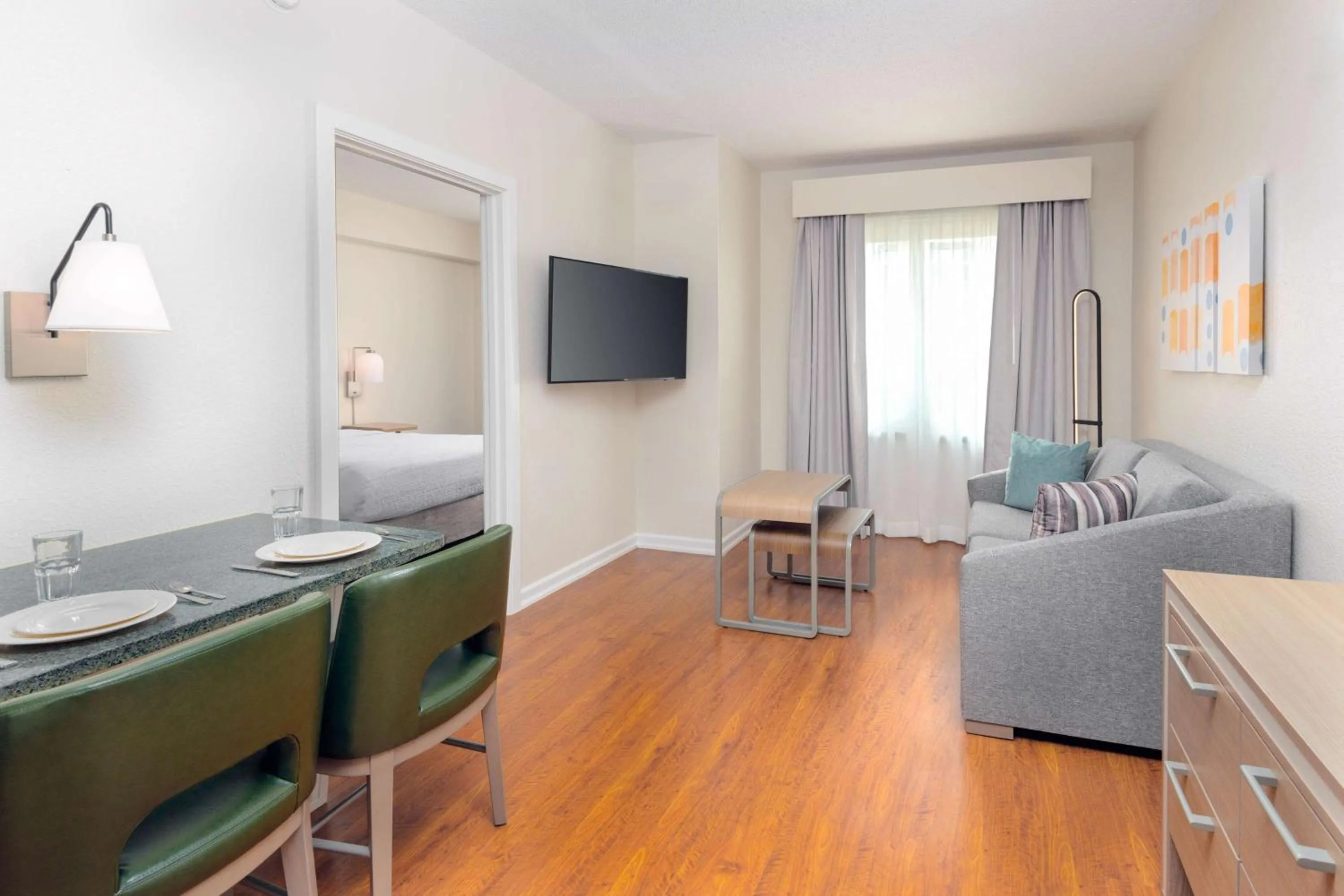 Living room, Bed in Homewood Suites by Hilton Bonita Springs, FL