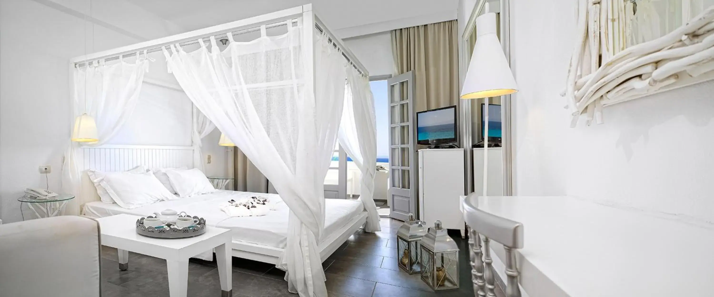 Deluxe Double Room with Balcony and Sea View in White Suites Resort- Adults Only Hotel Deluxe Double Room with Balcony and Sea View in White Suites Resort- Adults Only Hotel