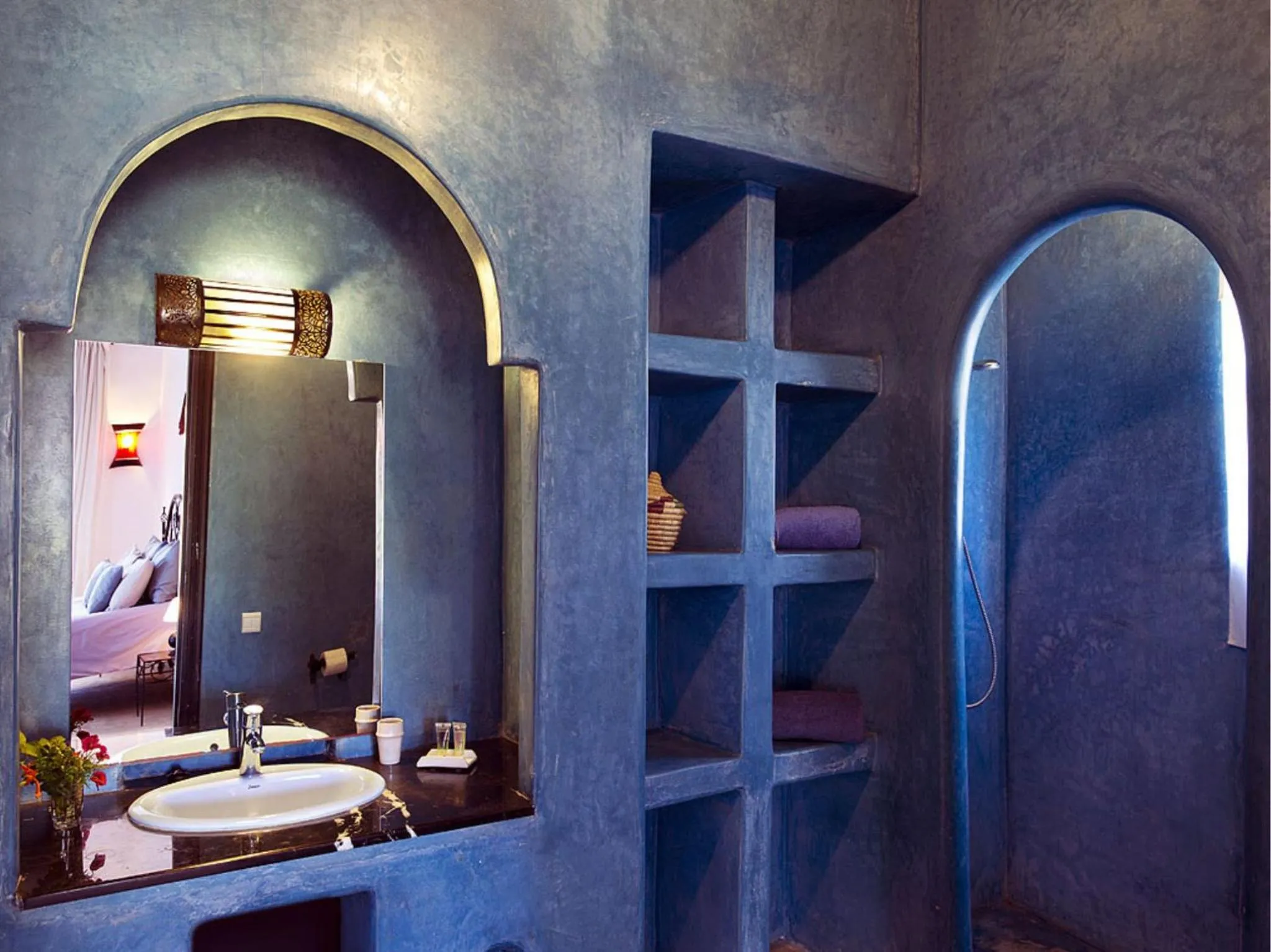 Bathroom, Bed in Domaine de l'Arganeraie Essaouira