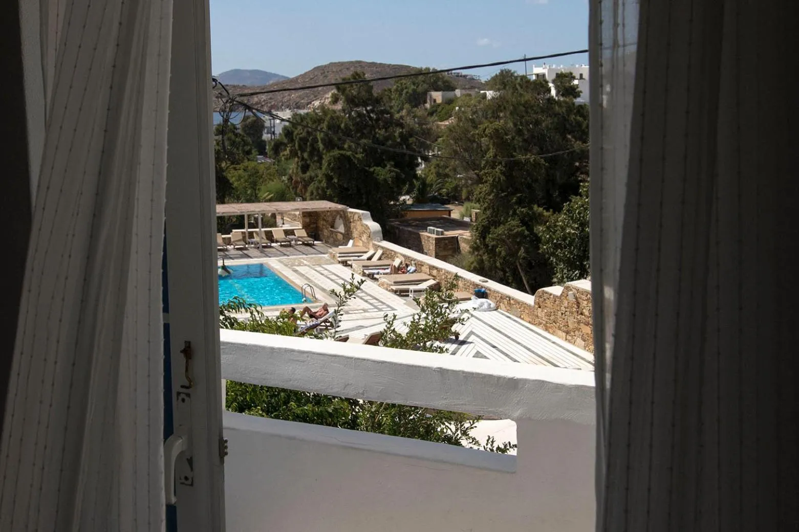 Balcony/Terrace in Armadoros Hotel / Ios Backpackers