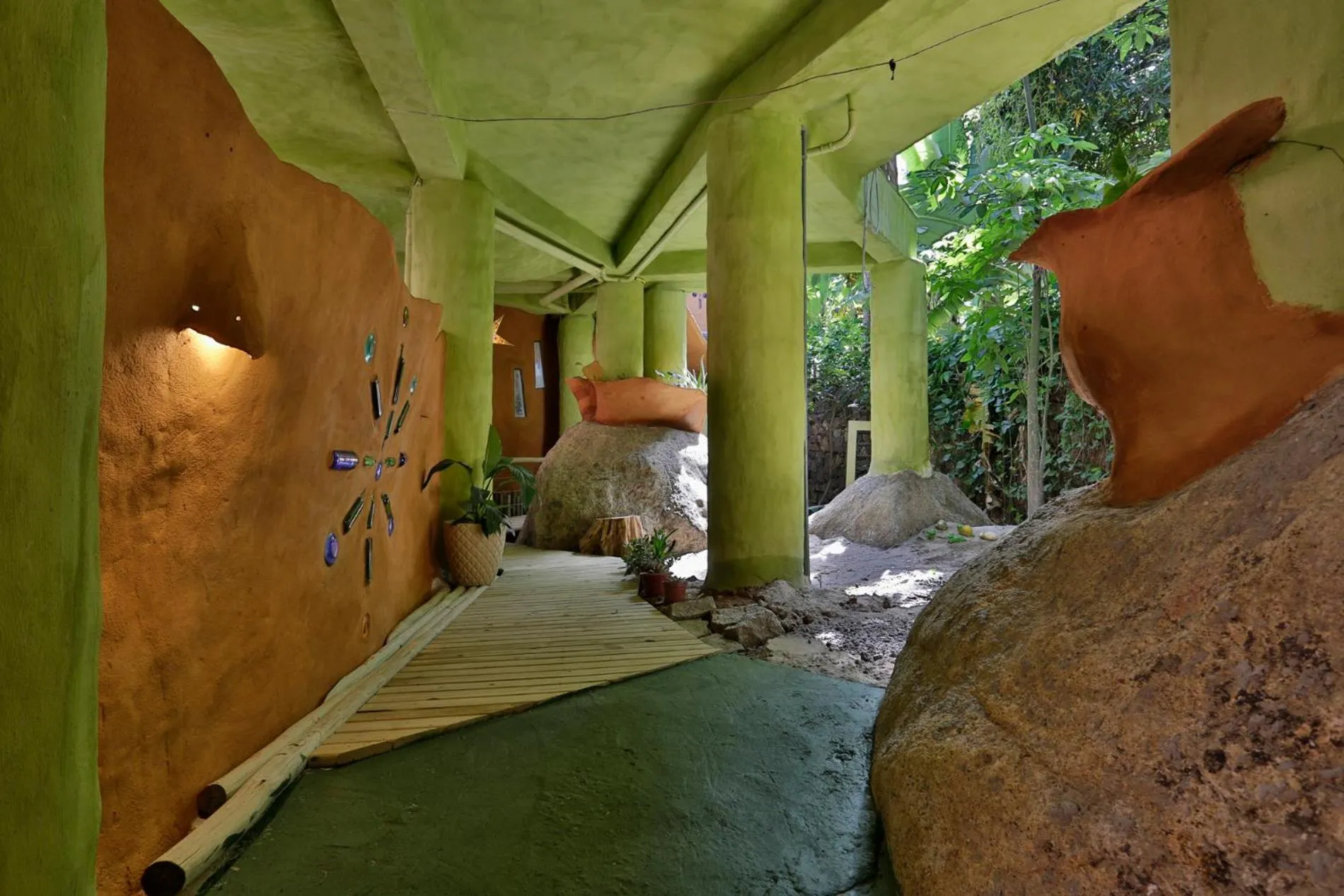 Bed in Sea View Colorful House
