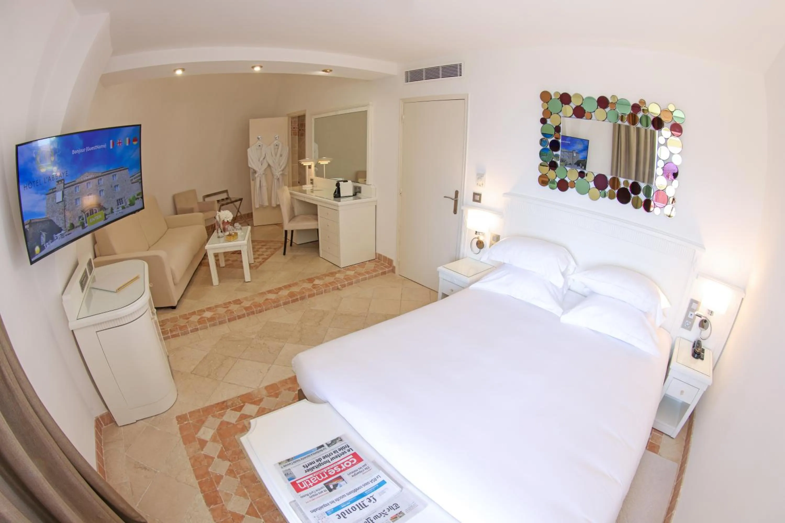 Bedroom, Bed in Hôtel L'Abbaye