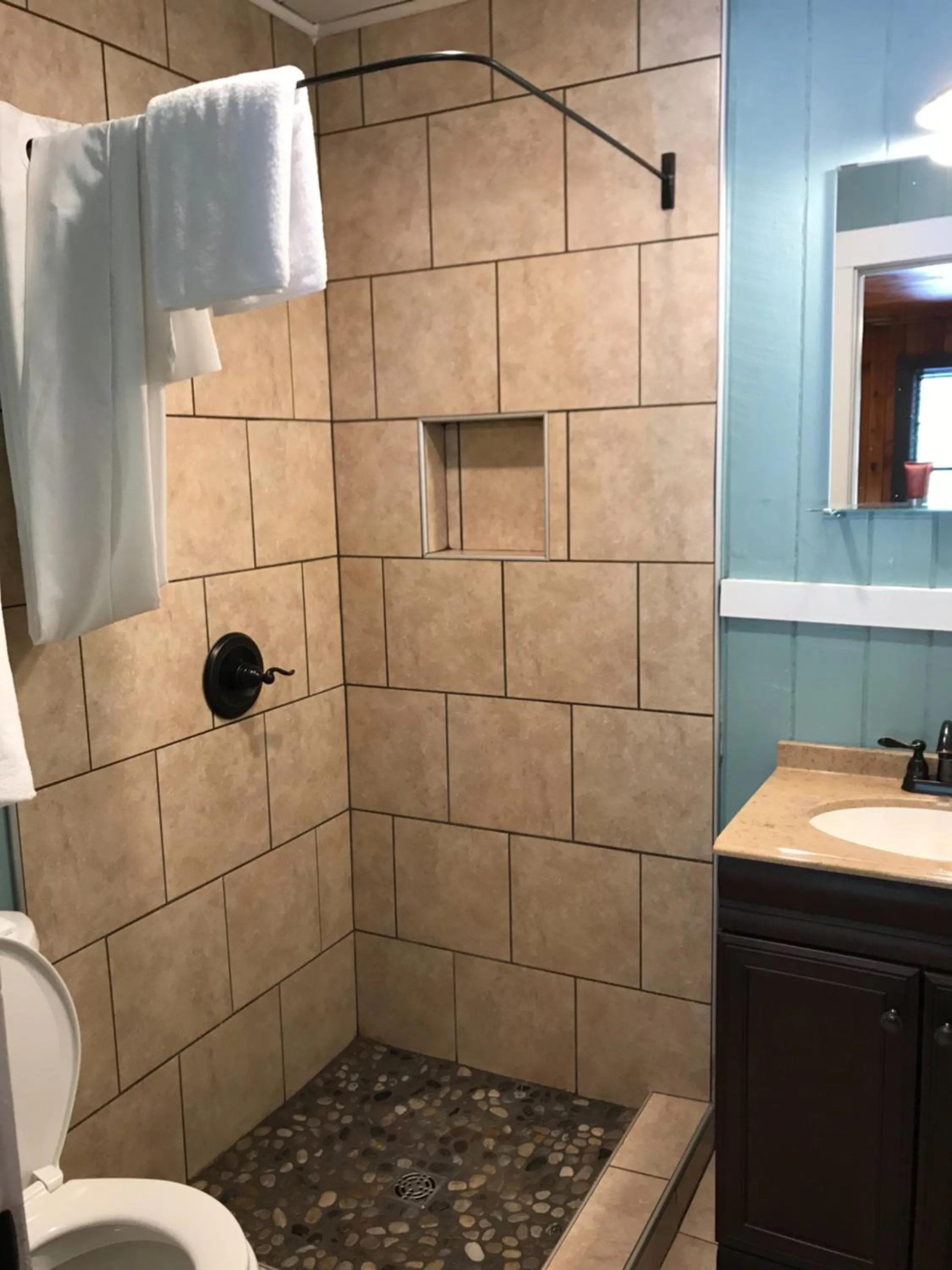 Shower in Riverside Lodge at Chimney Rock