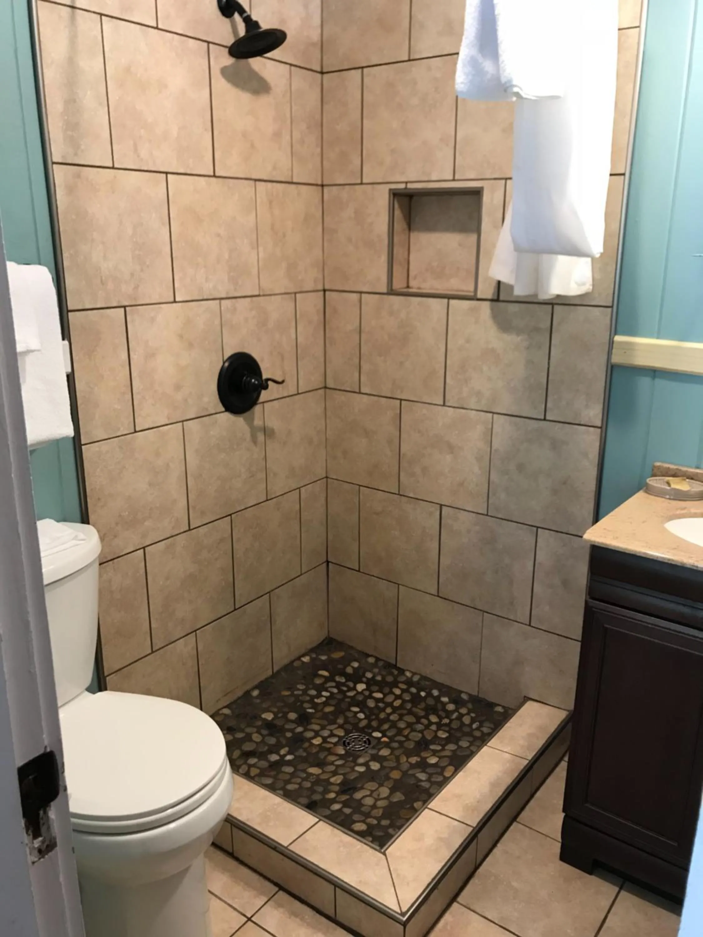 Shower in Riverside Lodge at Chimney Rock